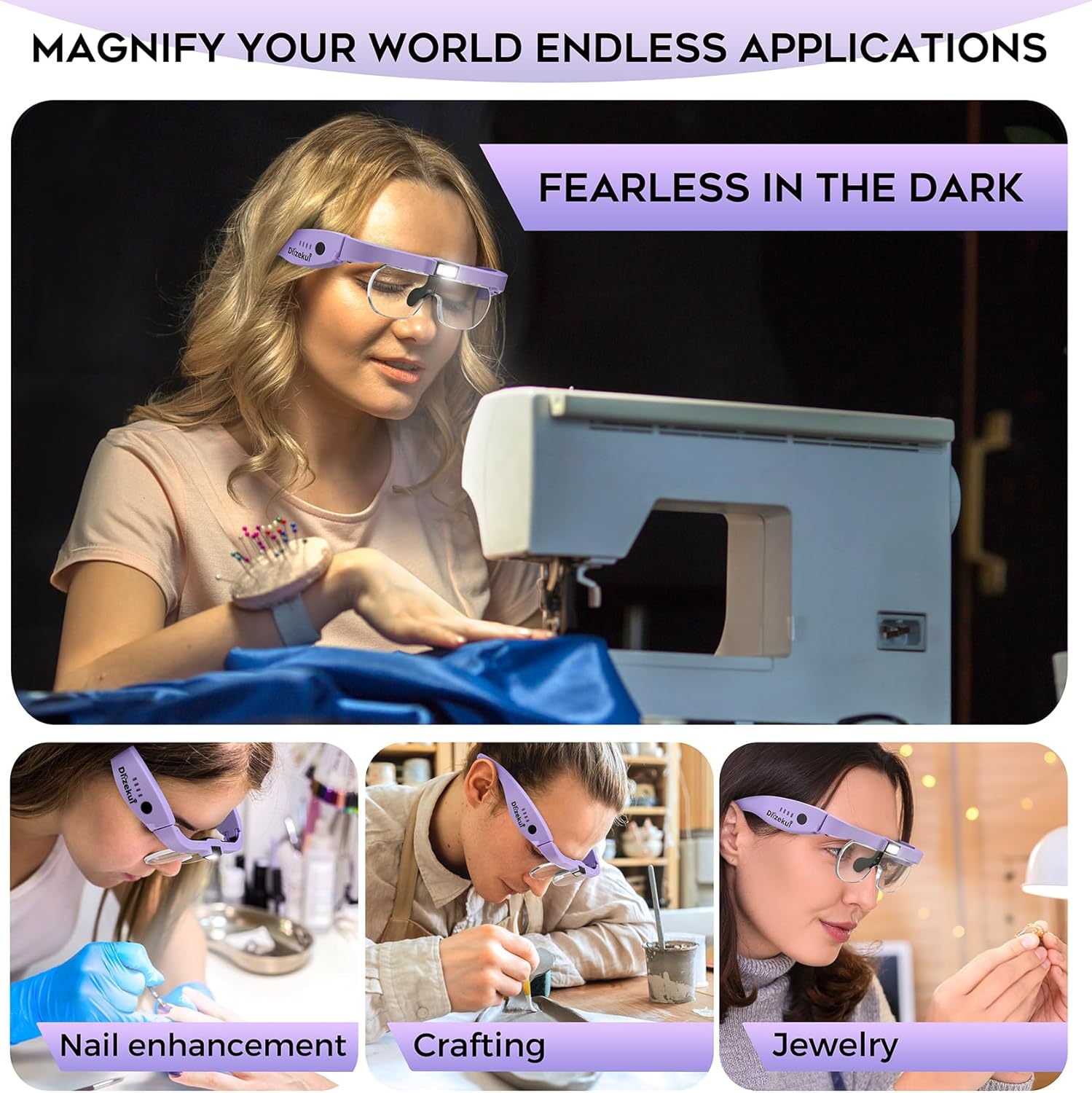 Rechargeable Magnifying Lamp with 4 Detachable Lenses and 1.5X to 5.0X Magnification - Image 7
