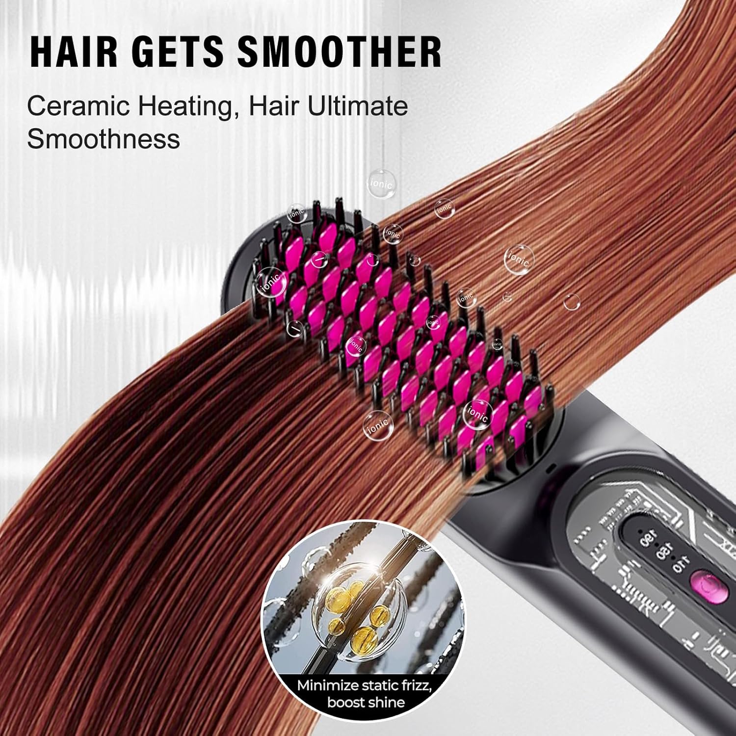 Cordless Ionic Thermal Brush for Women, Portable Electric Hot Comb, Mini Straightener - Image 3