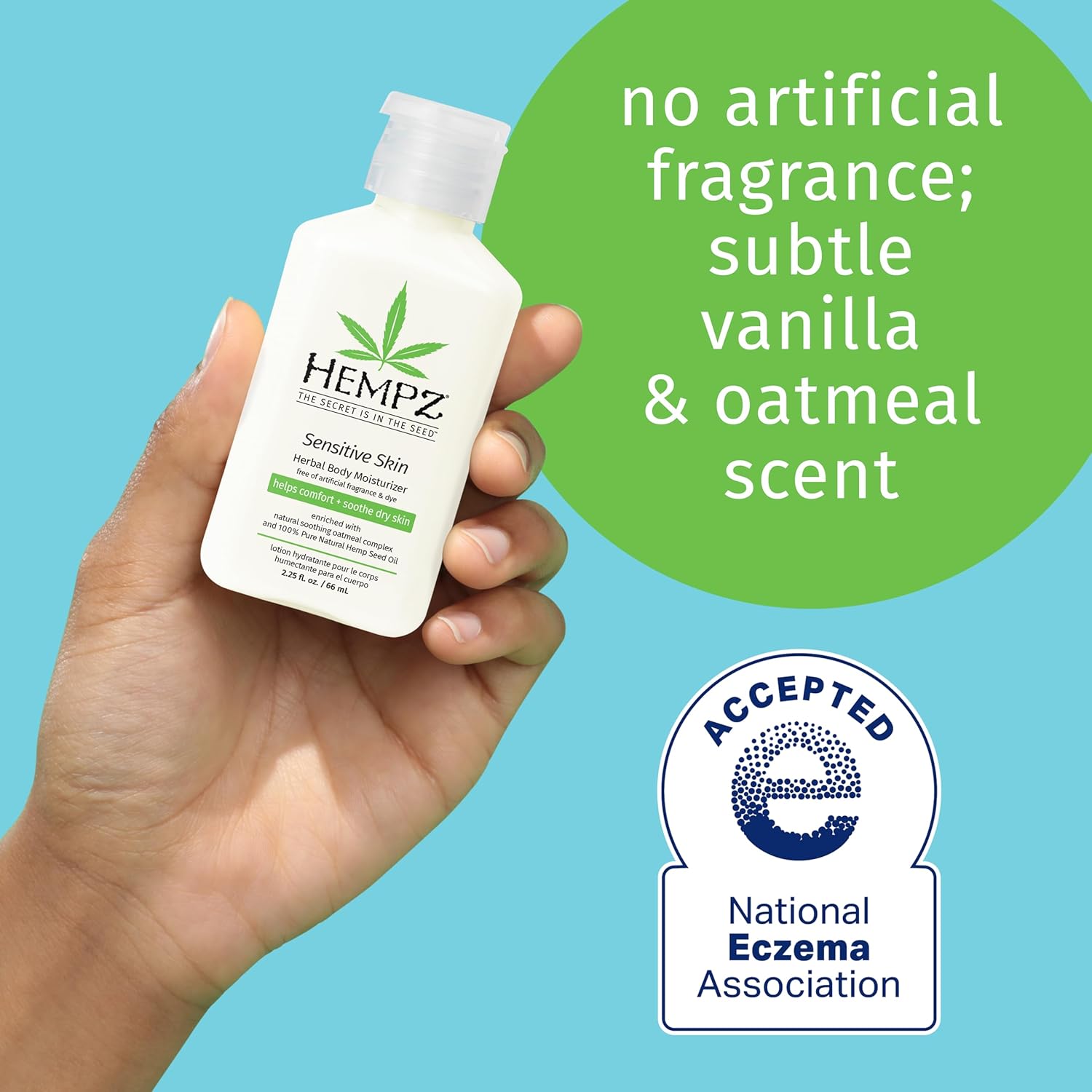 Hempz Sensitive Skin Herbal Body Moisturizer 2.25 oz Oatmeal Shea Butter - Image 3