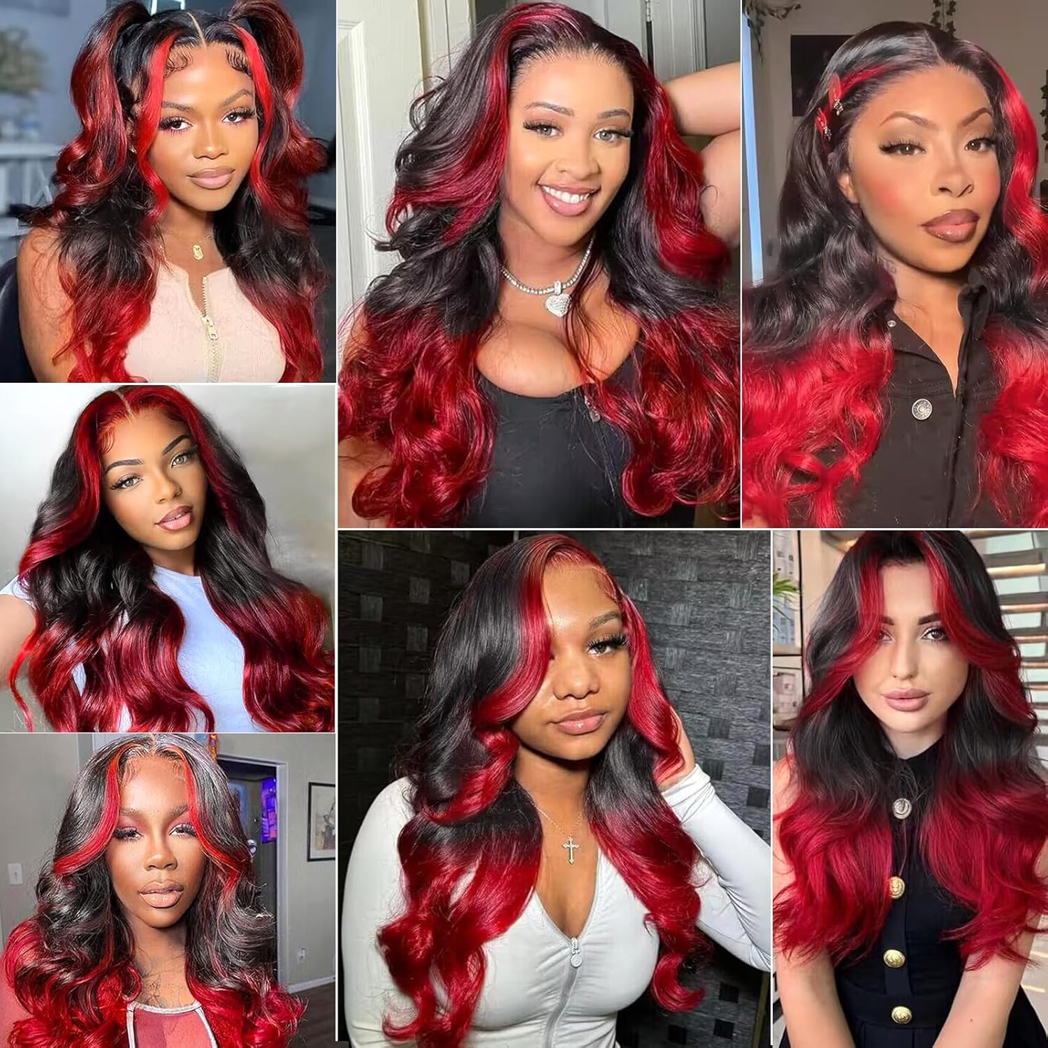 Goldfinch Ombre Red Body Wave 18 Inch Human Hair Lace Front Wig 150% Density - Image 5