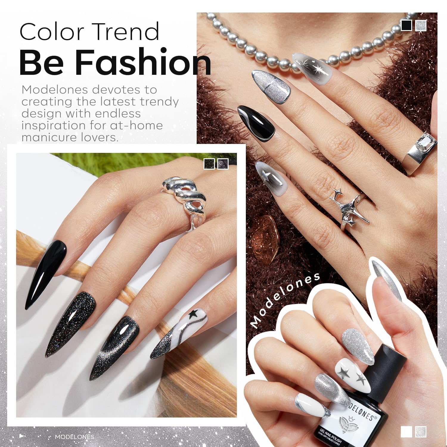 Modelones 6-Color Cat Eye Gel Polish Kit with Glitter and Magnet for Home Salon Use - Image 3