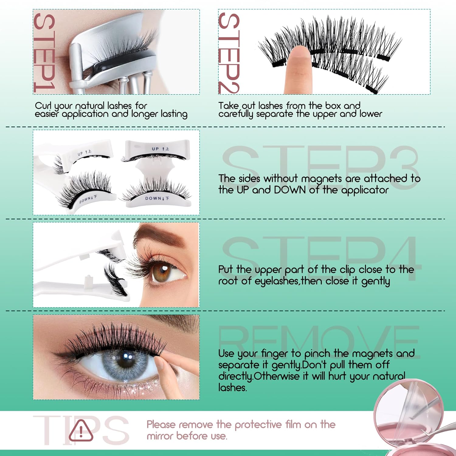 GEMERRY Magnetic False Eyelashes Kit with Easy Applicator Tool, Beginner Friendly Fluffy Look, No Glue Required - Image 5