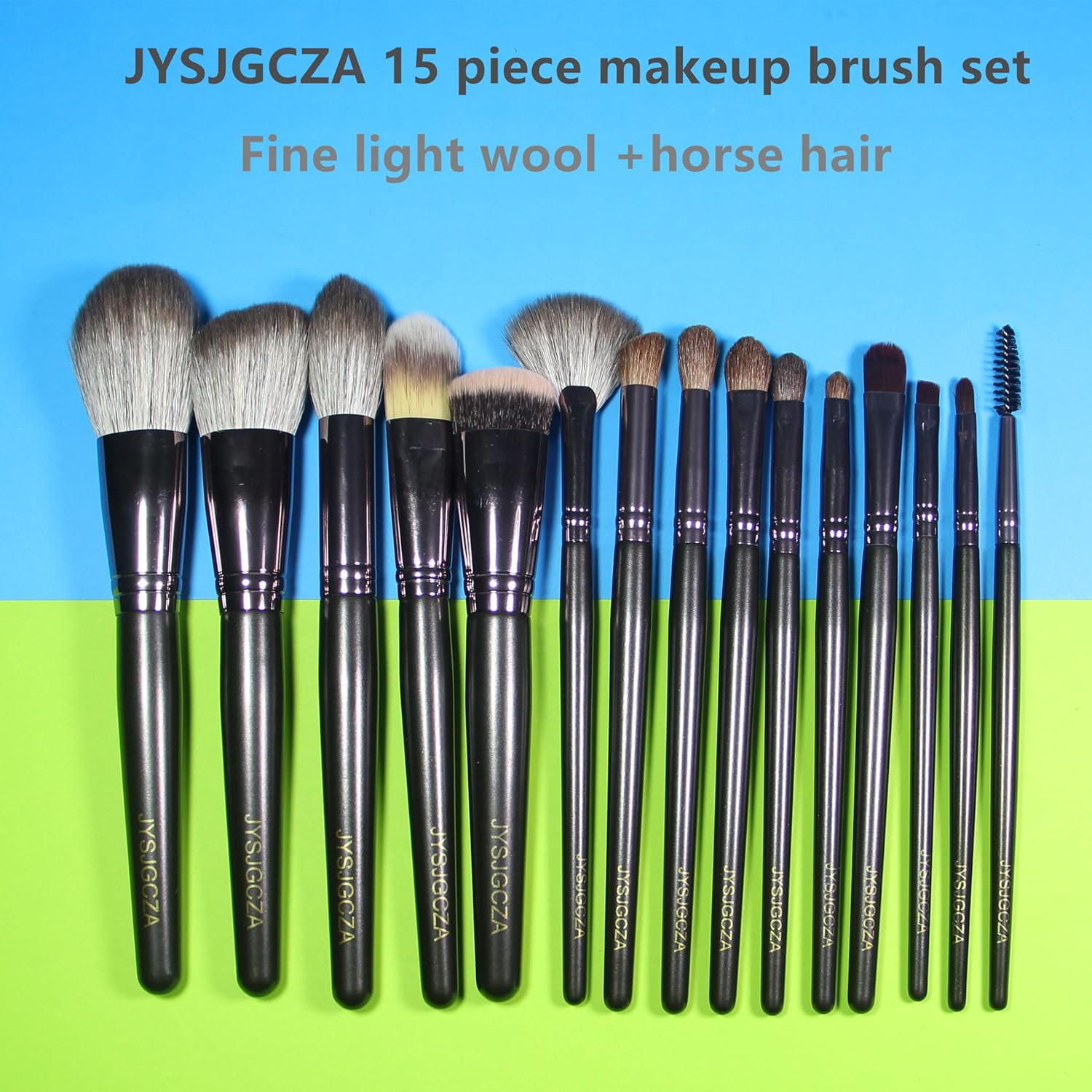 15-Piece Professional Makeup Brush Set Black with Foundation, Eyeshadow, Blush, and Bag - Image 2