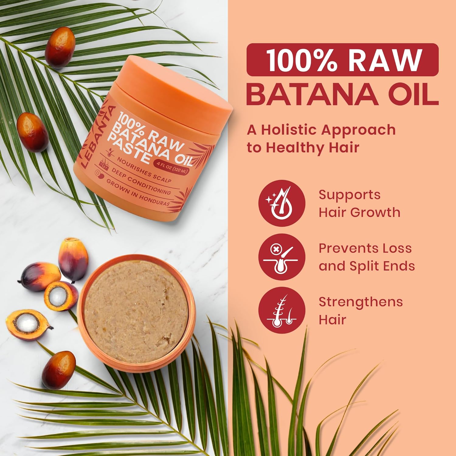 4oz 100% Pure Organic Raw Batana Oil Hair Growth Scalp Mask for Men Women - Image 2