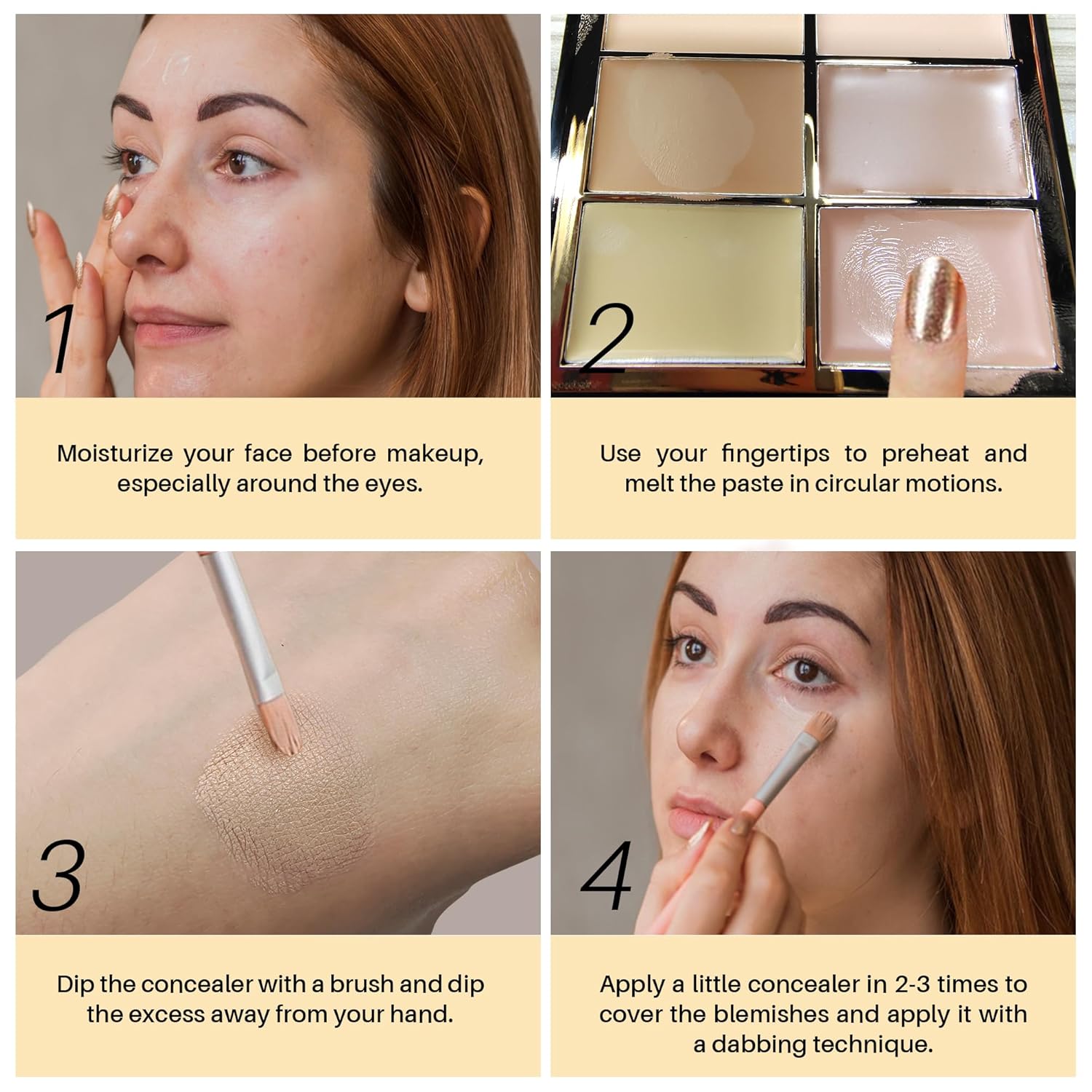 FV 6 Colors Cream Concealer Palette for Dark Circles, Redness, Acne, 01 Light Shade - Image 6