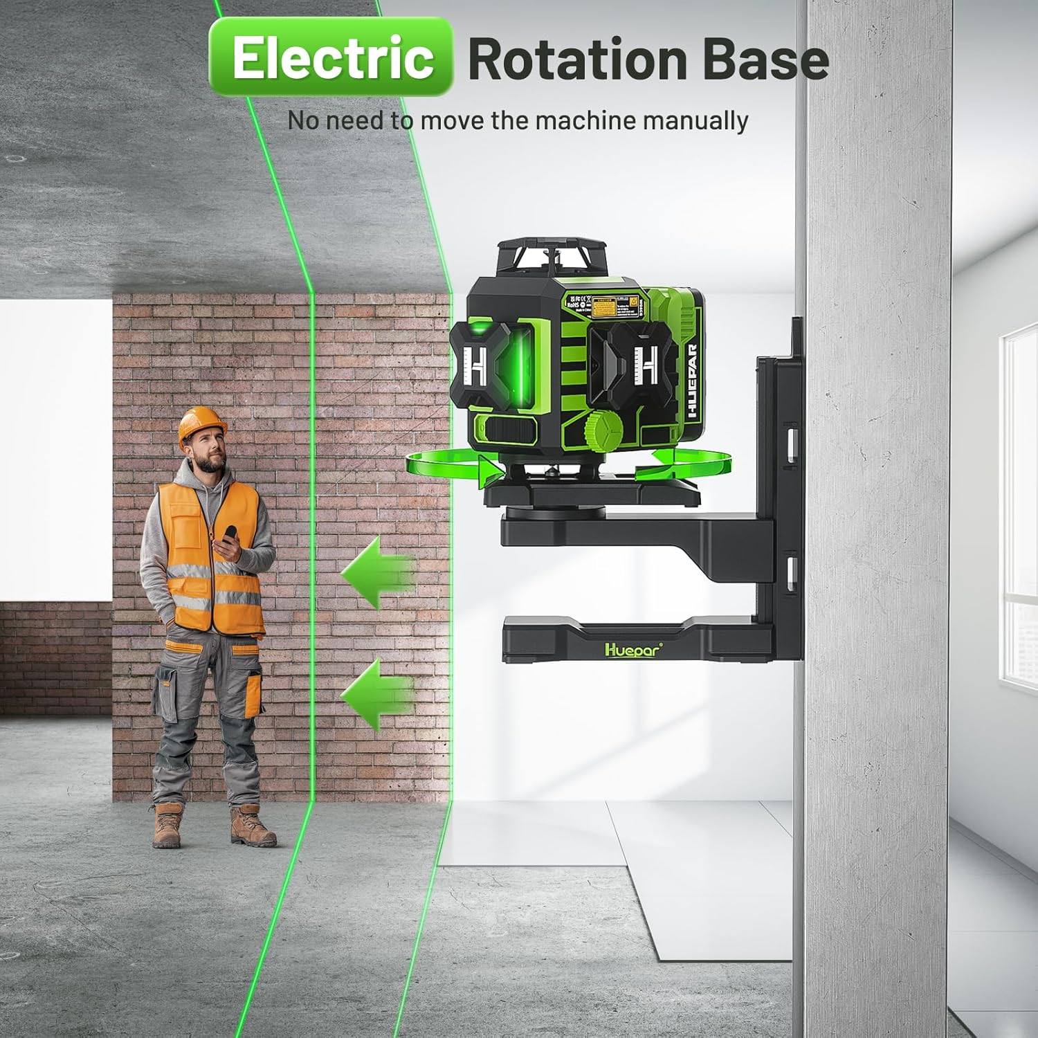 Huepar W04CG 4D 16-Line Green Laser Level Self Leveling Tool with Bluetooth & Electric Base - Image 4