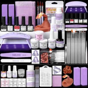 SAVILAND Essentials Acrylic Nail Kit: Top-Notch Nails Kit Acrylic Set Acrylic Powder Liquid Gel Nail Polish U V Lamp Acrylic Brush Acrylic Nail Set for Beginner Practice Extension Carving DIY Gift