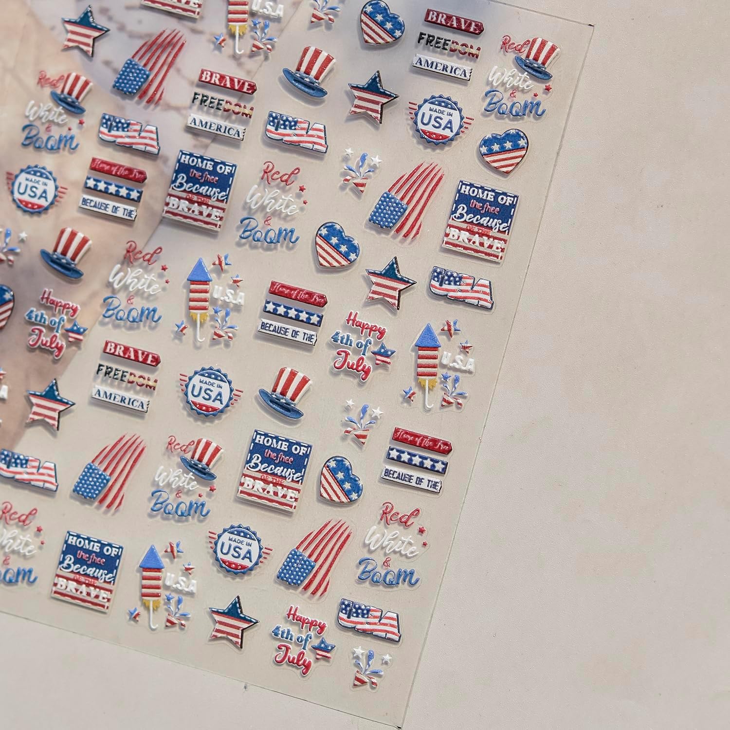 4th July American Flag 5D Self-Adhesive Nail Art Stickers for DIY Manicure Decoration - Image 3