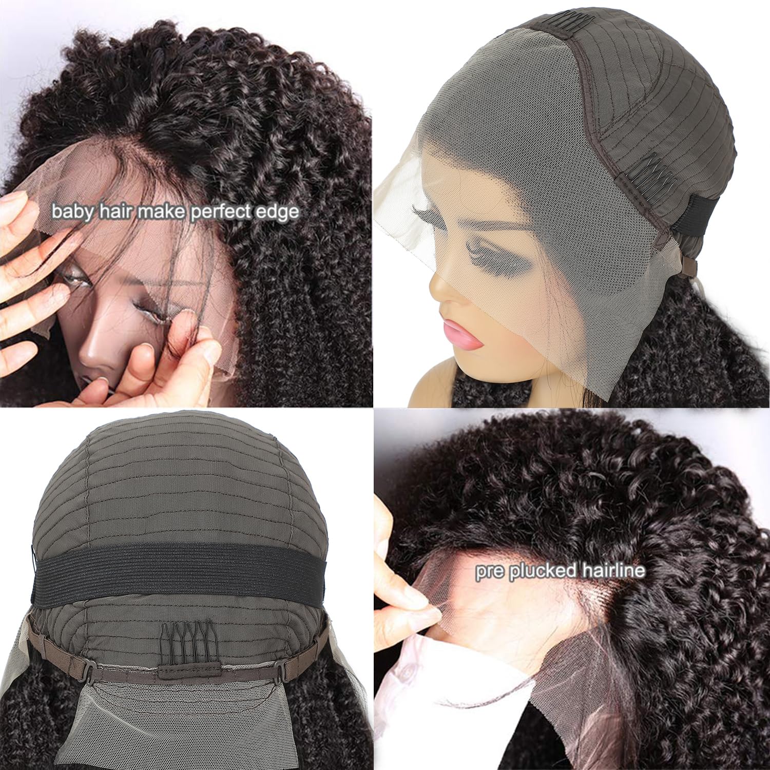 16 Inch Kinky Curly Human Hair Glueless Lace Front Wig with Baby Hair - Image 5