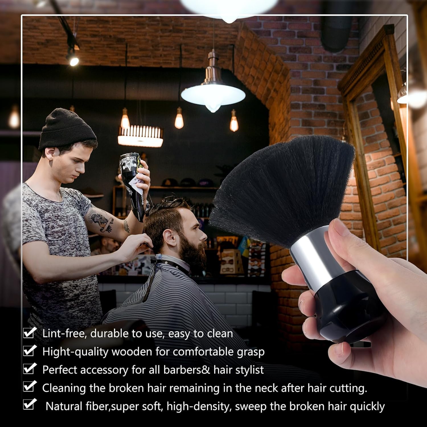 Patelai 3-Piece Black Neck Duster Brush Set with Storage Bag for Hair Clipper Cleaning - Image 6