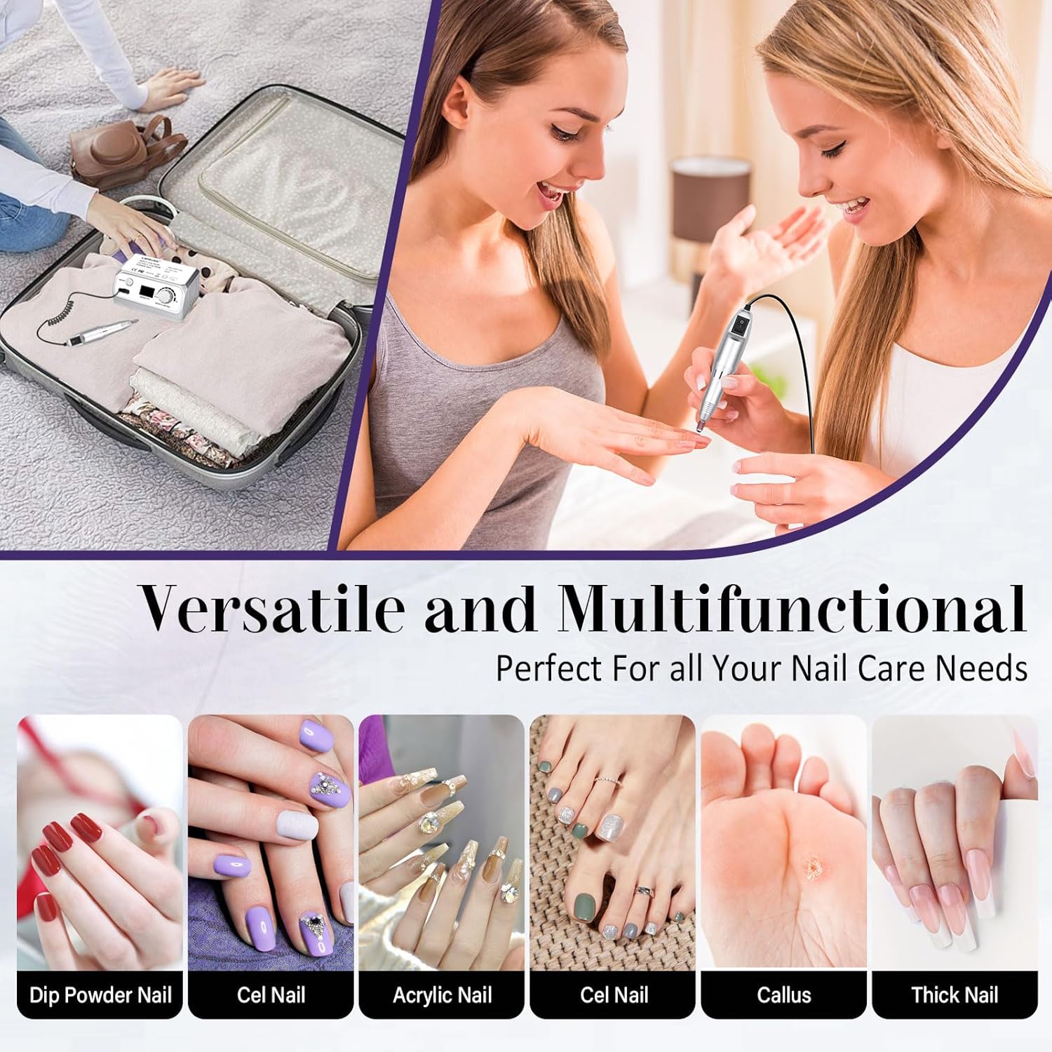 35000RPM Professional Electric Nail Drill Set with 100 Sanding Bands and Bits for Manicure Pedicure - Image 4