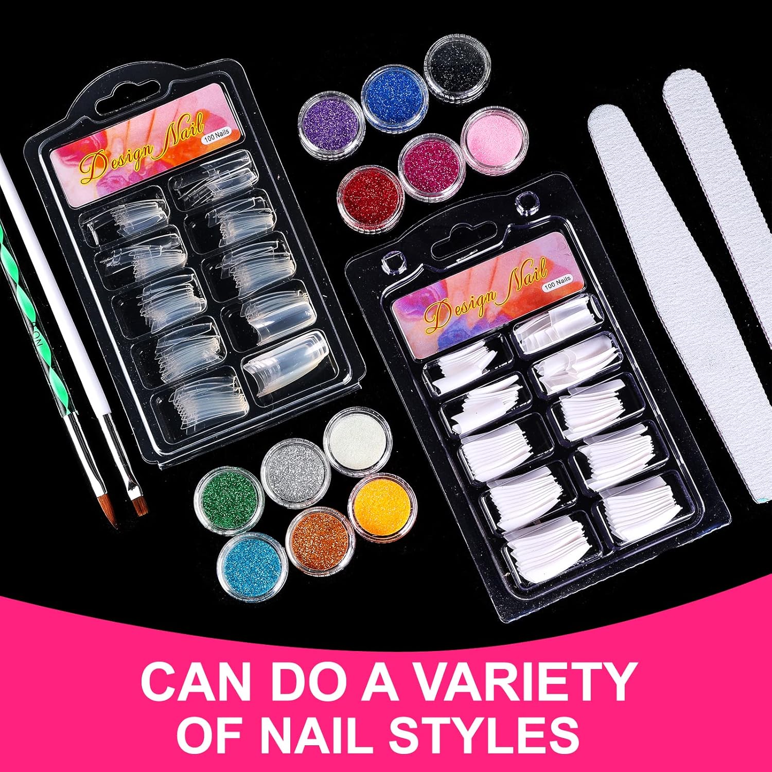 BLIFF Acrylic Nail Kit for Beginners with 12 Glitter Powders and Nail Art Tools - Image 2