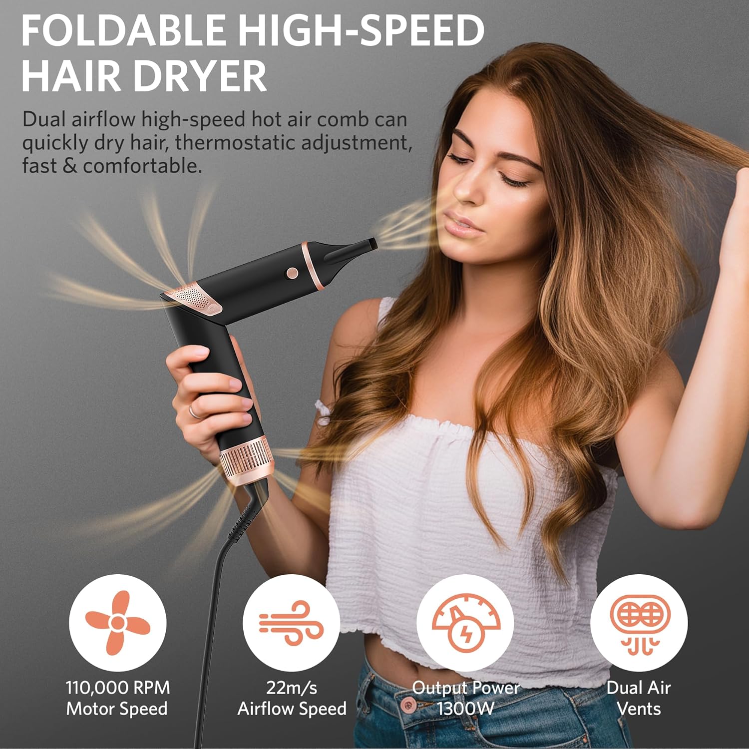 Hair Dryer Brush – 5-in-1 Hair Styler Set, Auto Air Wrap Curlers, Straightener, Frizz-Free Fast Drying, Volumizing, 110,000 RPM Blow Dryer with 200 Million Ions – Multi-Styler & Travel Case - Image 3
