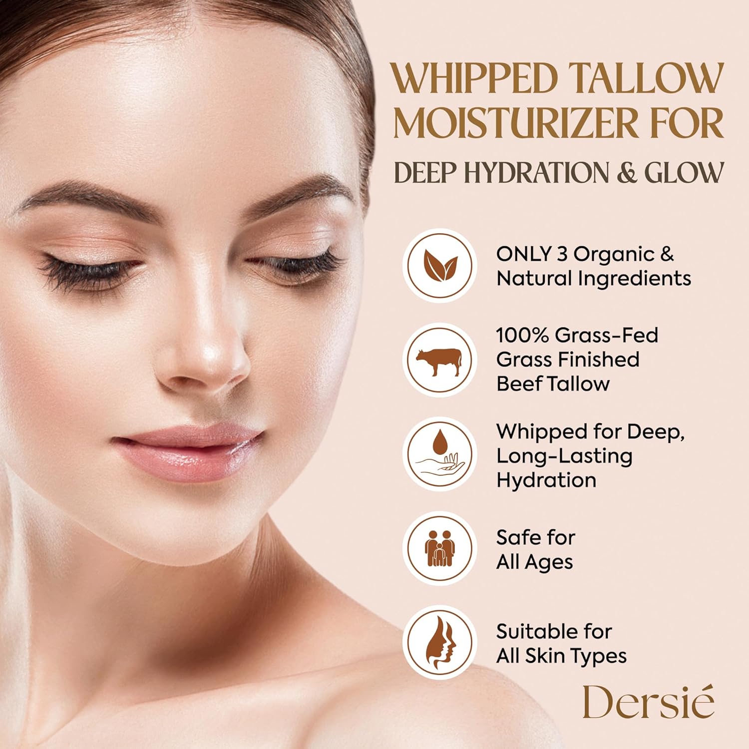Dersie Organic Beef Tallow Balm 8 oz Deep Hydration and Anti-Aging for All Skin Types - Image 5