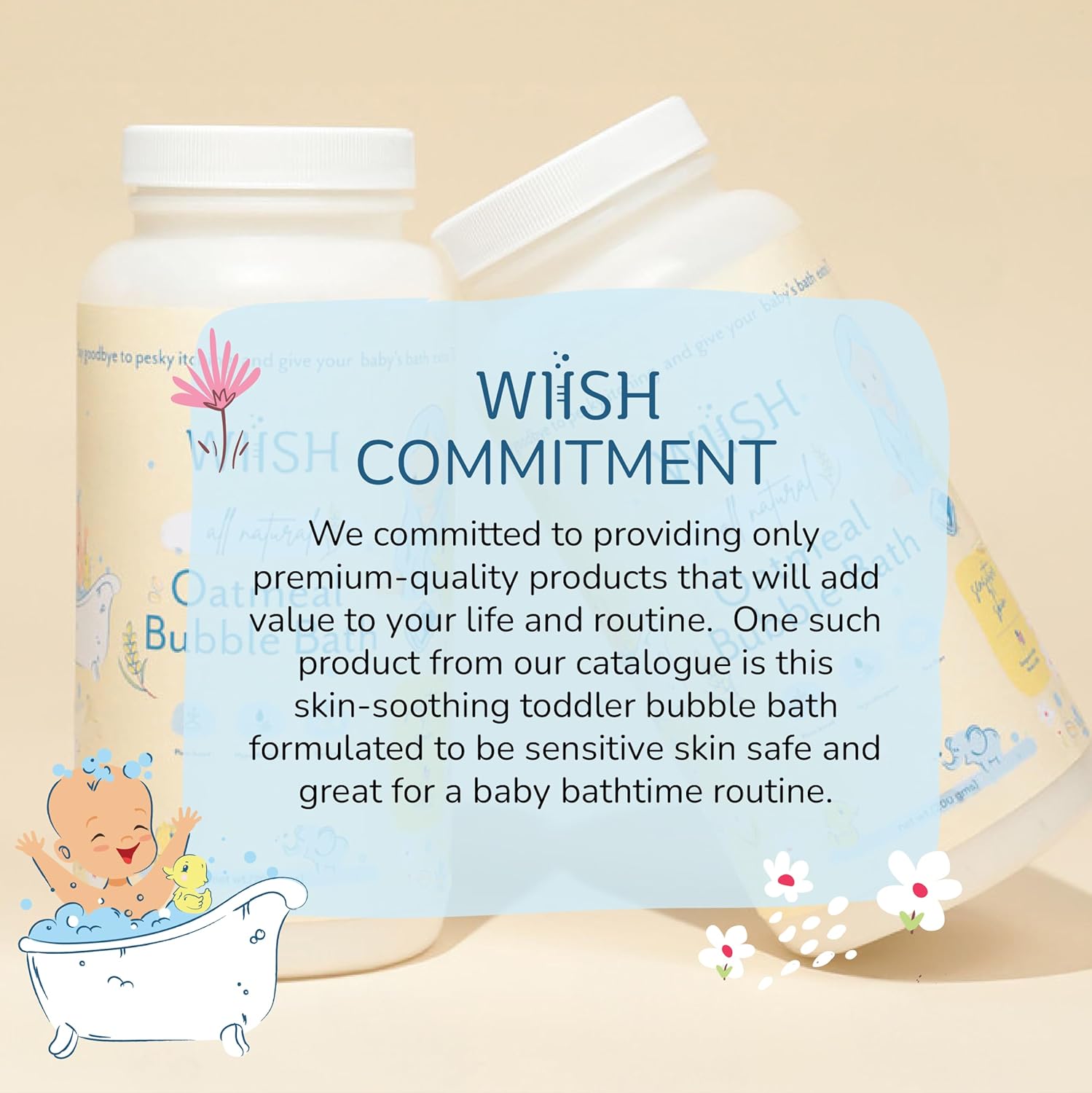 WIISH Baby Oatmeal Bubble Bath 8 oz for Sensitive Skin Colloidal Oatmeal Aloe Vera - Image 3