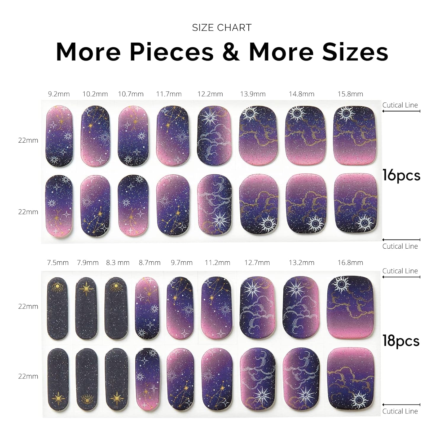 Nailog 34 pcs Constellation Semi Cured Gel Nail Strips Long Lasting Glossy Wraps - Image 4