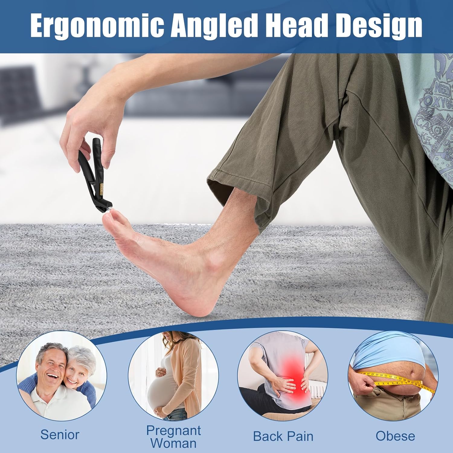 Ergonomic Nail Clippers for Seniors with Catcher, Long Handle, for Thick Nails - Image 3