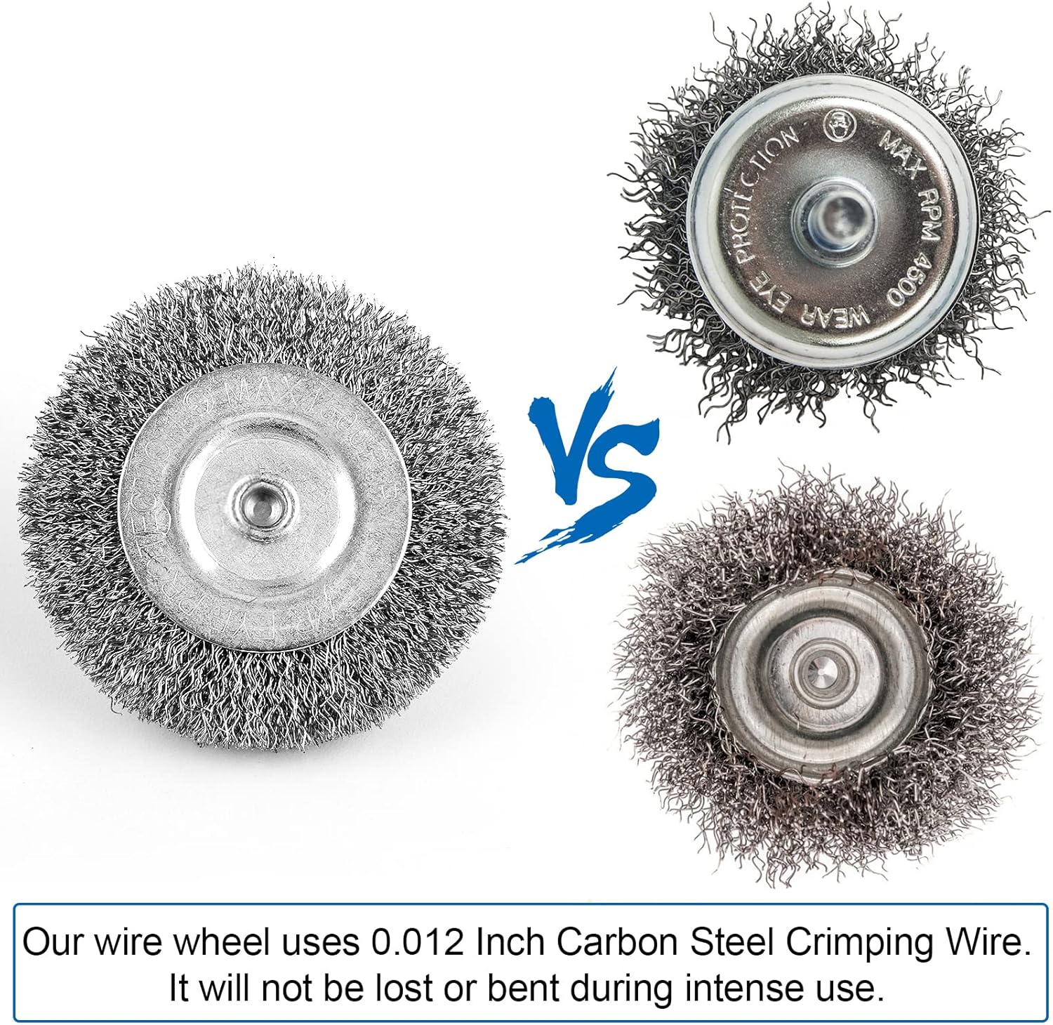 0.012 Carbon Steel Wire Wheel Cup Brush Set for Drill, 1/4 Inch Arbor - Image 4