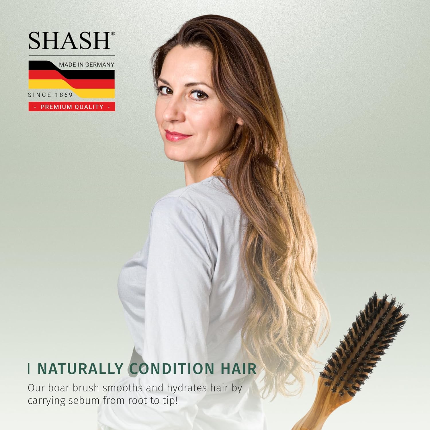 SHASH + KELLER 100% Boar Bristle Hair Brush for Thin to Normal Hair Conditions and Improves Texture - Image 8