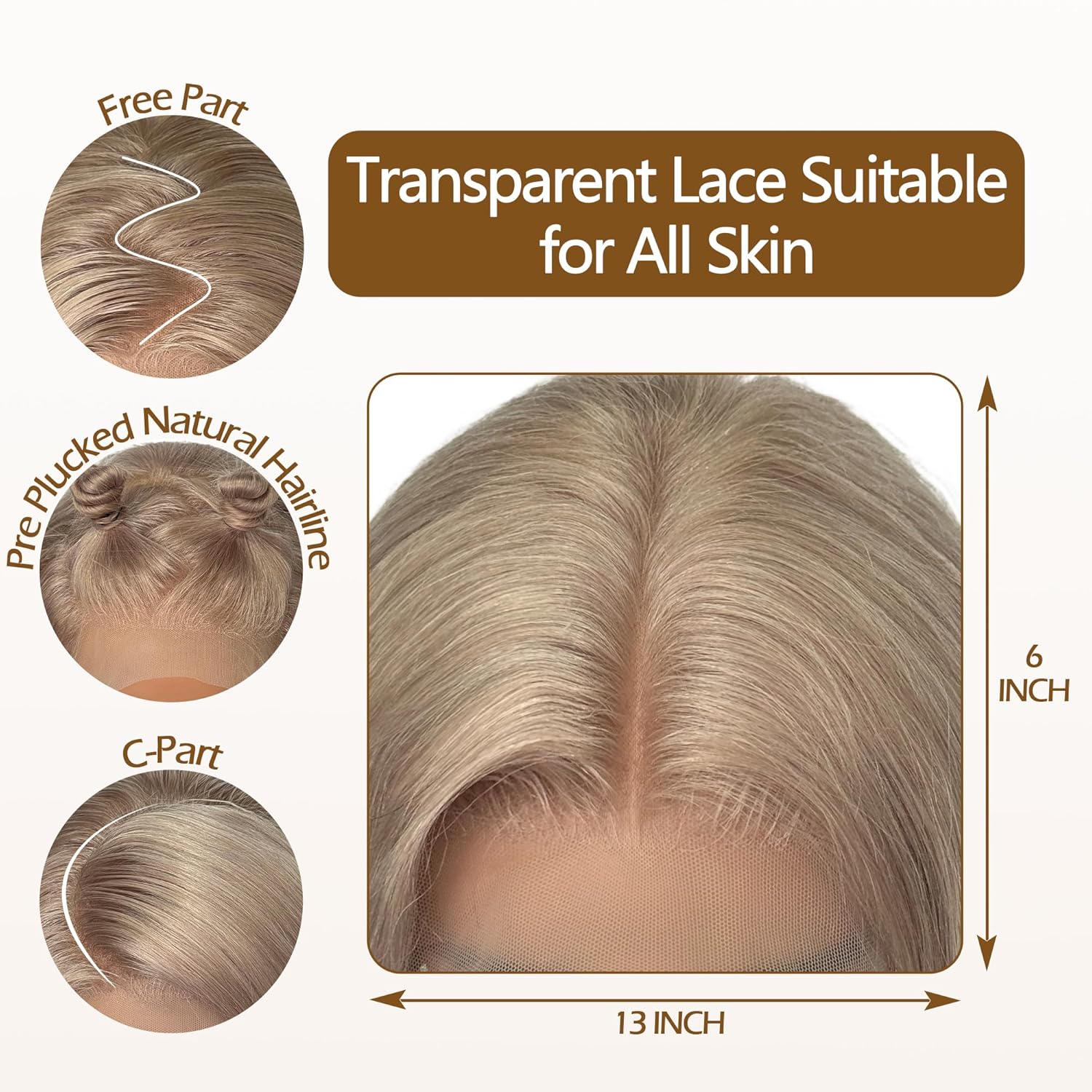 18 Inch Ash Blonde Human Hair Straight Lace Front Wig 180% Density for Black Women - Image 3