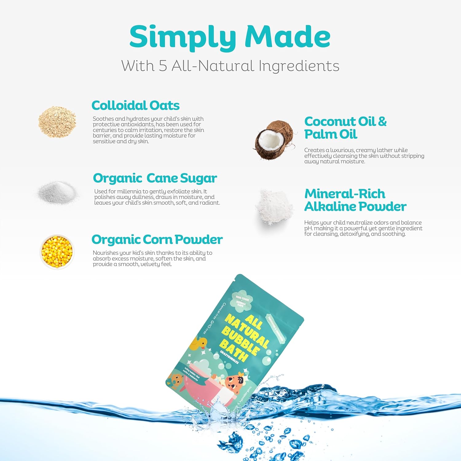 Gentle Hypoallergenic Bubble Bath for Kids and Babies, Eczema Safe, 30 Baths - Image 4