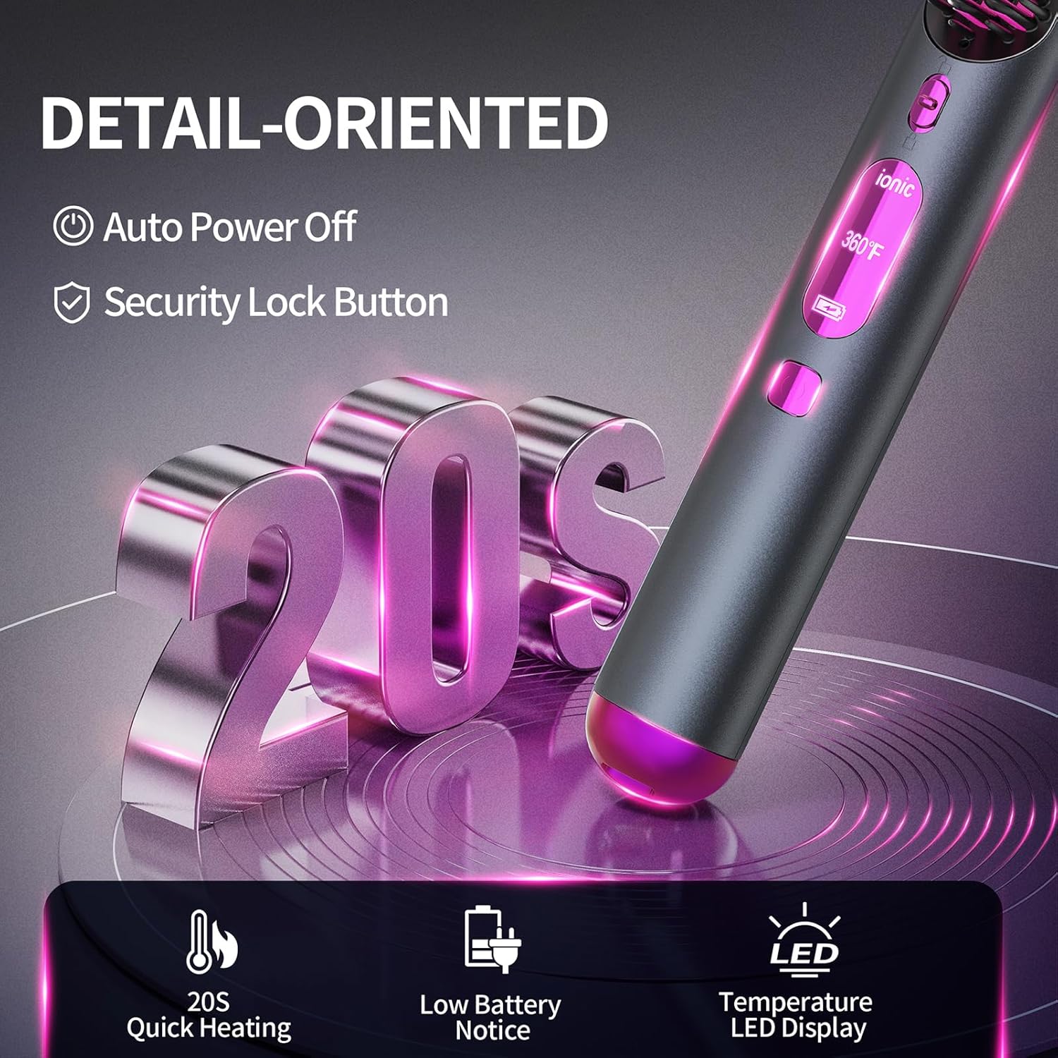 Portable Cordless Hair Straightener Brush for Women, Lightweight, 80min Battery Life, Fast Heating - Image 9