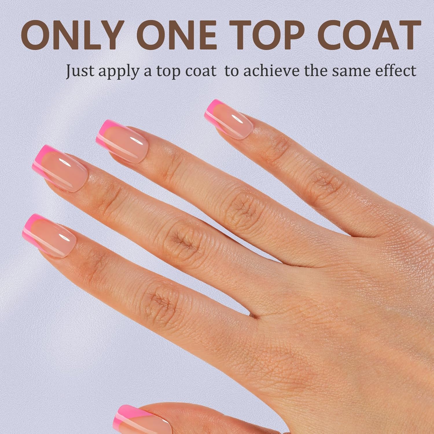 Misssix 160 Piece Short Square Pink French Gel Nail Tips - 16 Sizes Included - Image 3