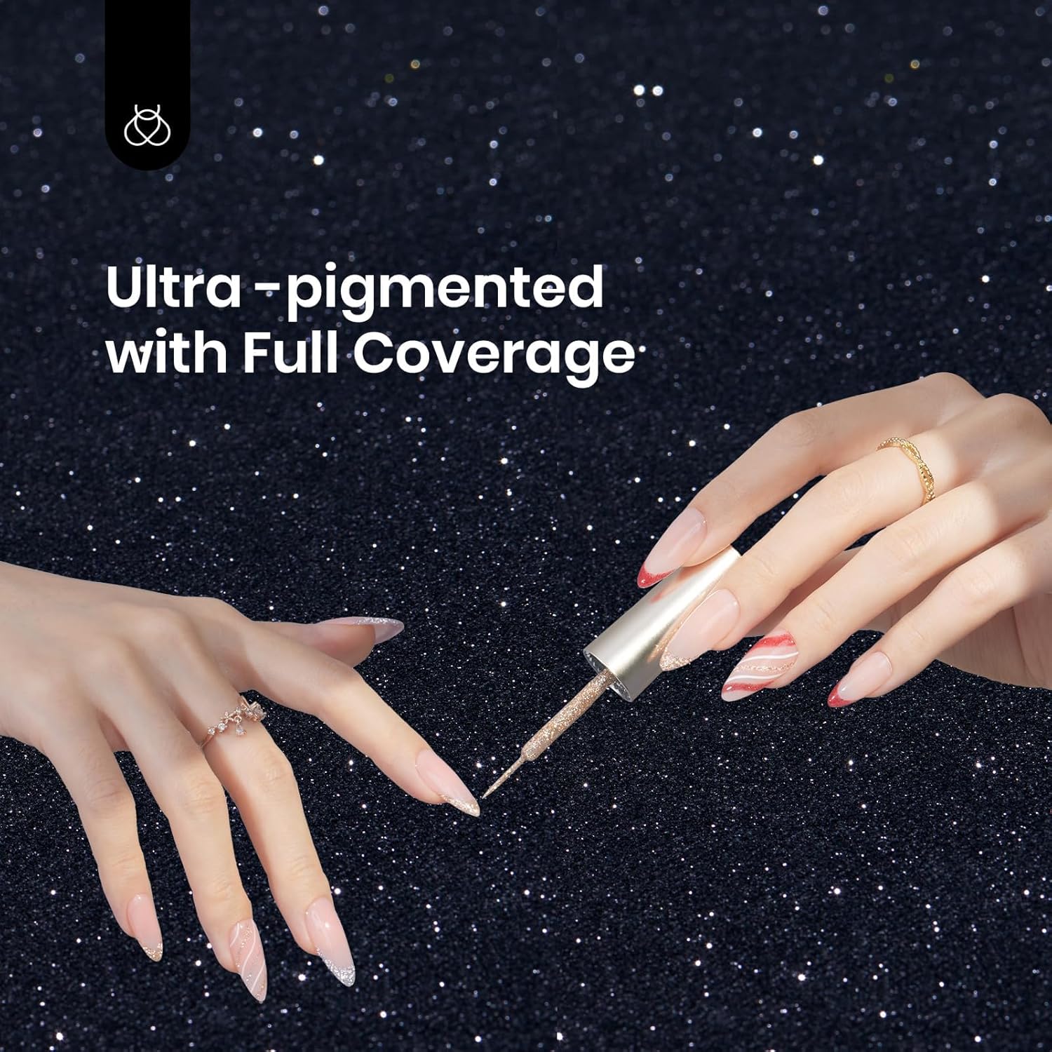 2 Pcs Silver & Golden Reflective Glitter Gel Nail Polish Kit for UV Lamp - Image 4