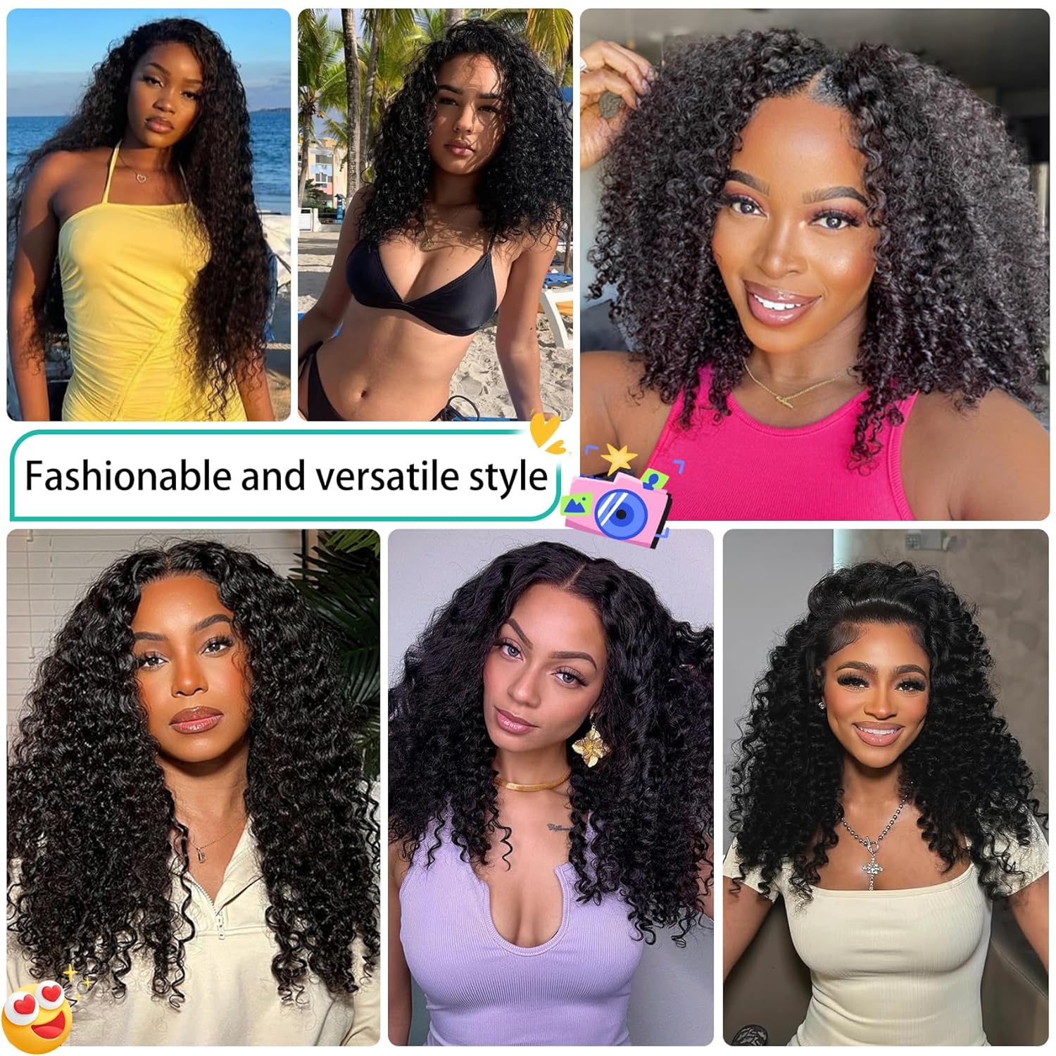 18 Inch Kinky Curly Human Hair Glueless Clip-In V Part Wig 180% Density - Image 7