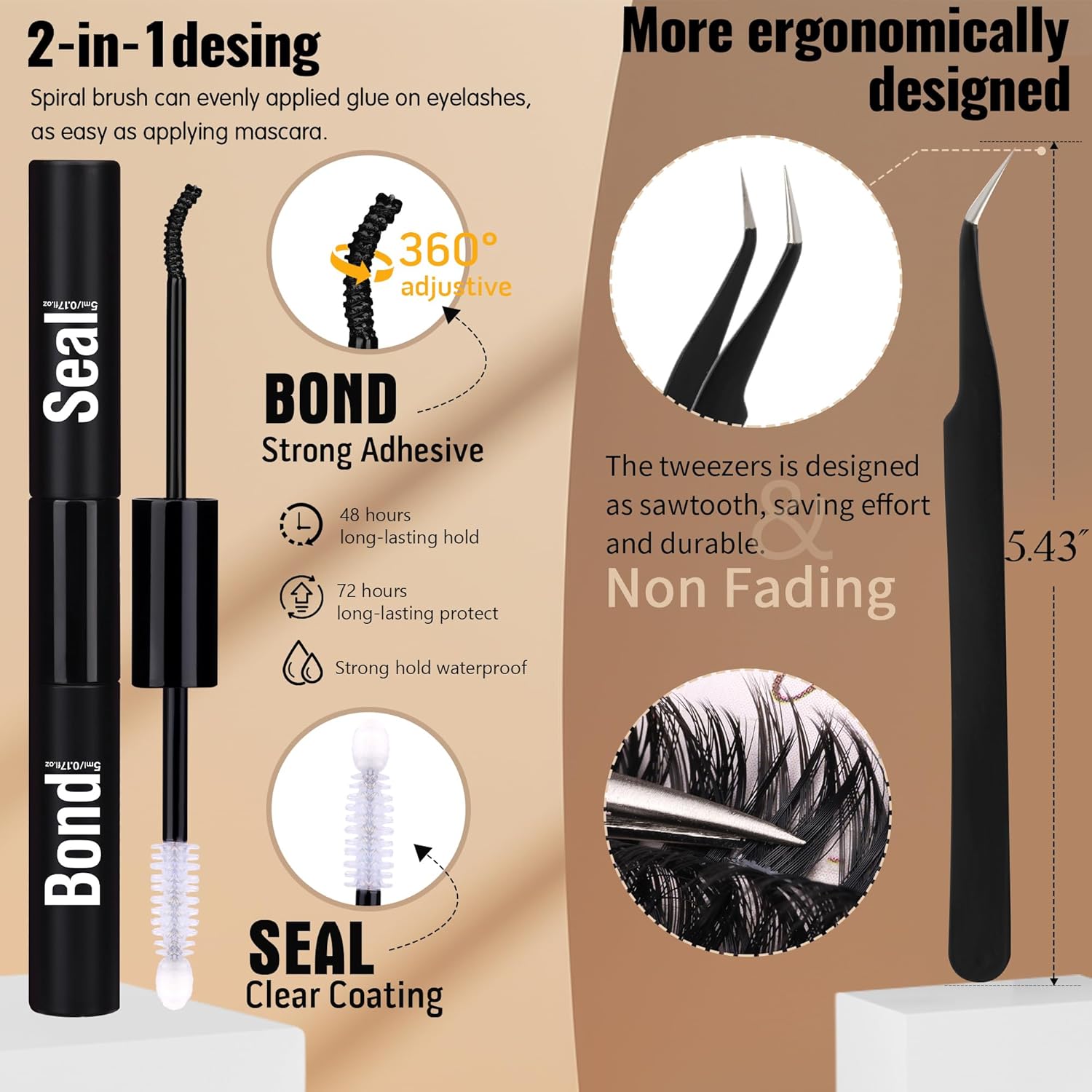 Geeneiya DIY Volume Lash Clusters Kit Bond Seal Tweezers 300 Pcs Mink Lashes - Image 5