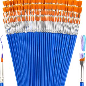 Small Paint Brushes Bulk, 160 Pcs Flat Tip Round Acrylic Paint Brushes for Kids Classroom Acrylic Watercolor Canvas Face Painting Touch Up