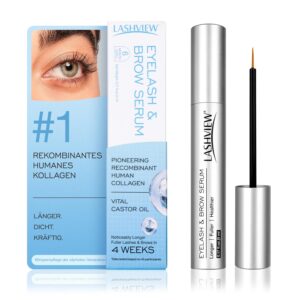 LASHVIEW Advanced Lash Serum for Thicker, Longer Eyelashes and Eyebrows, Vital Castor Oil, Grow Lashes with Brow Enhancer (5mL)