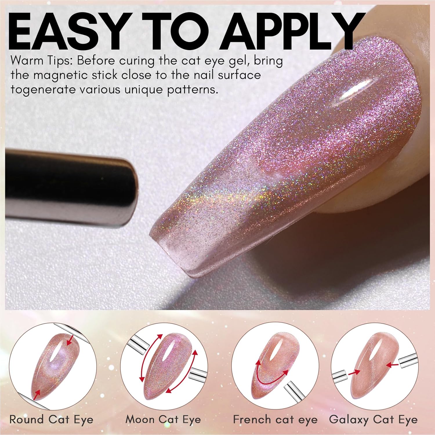 Makartt 10ml Holographic Cat Eye Gel Nail Polish for DIY Nail Art - Image 3