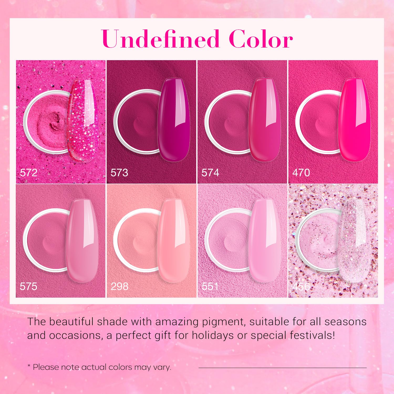 Azurebeauty 8 Hot Pink Glitter Colors Dip Powder Nail Starter Kit Matte Top Coat - Image 8