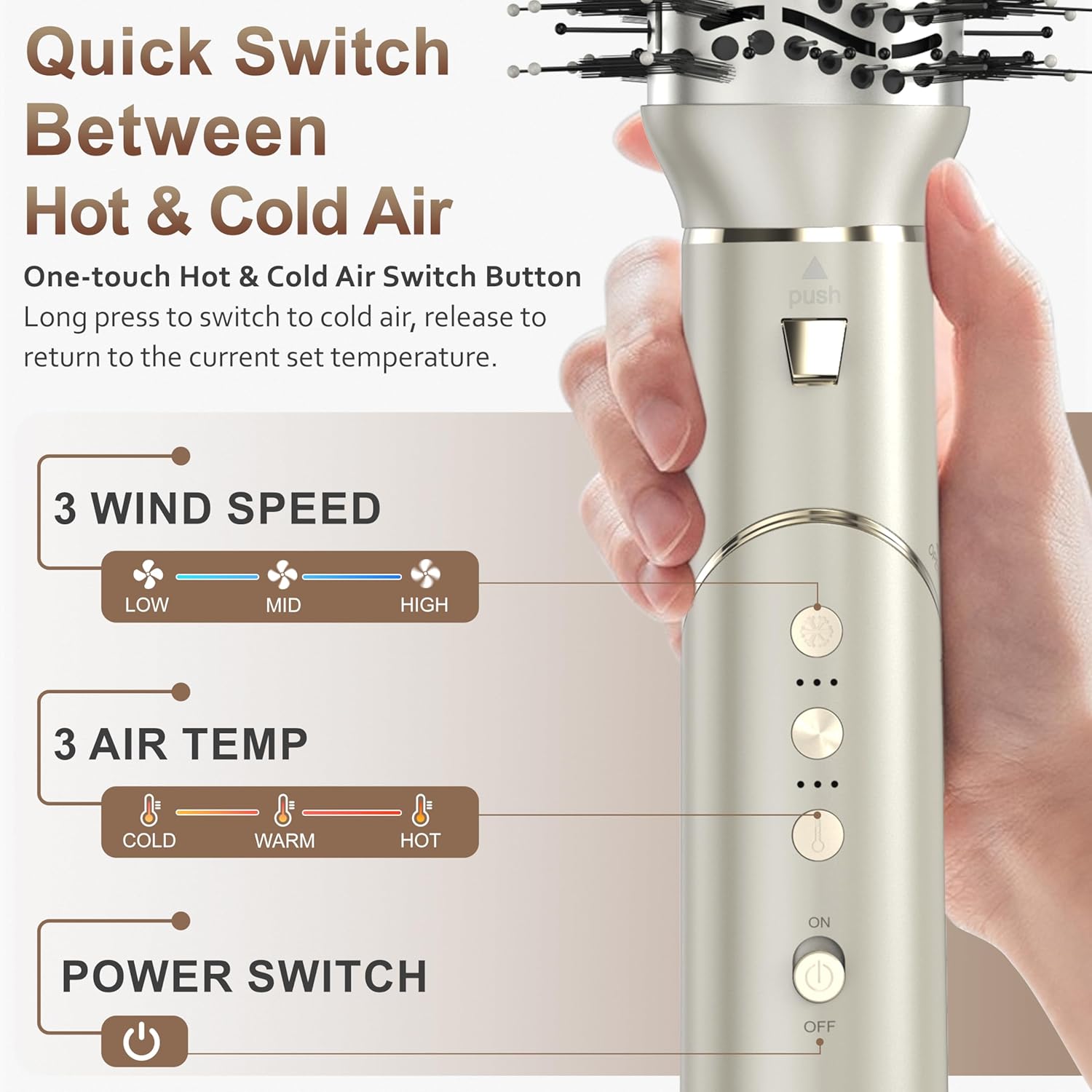 7-in-1 Ionic Hair Dryer Brush Set with 110,000 RPM for Styling and Drying - Image 6