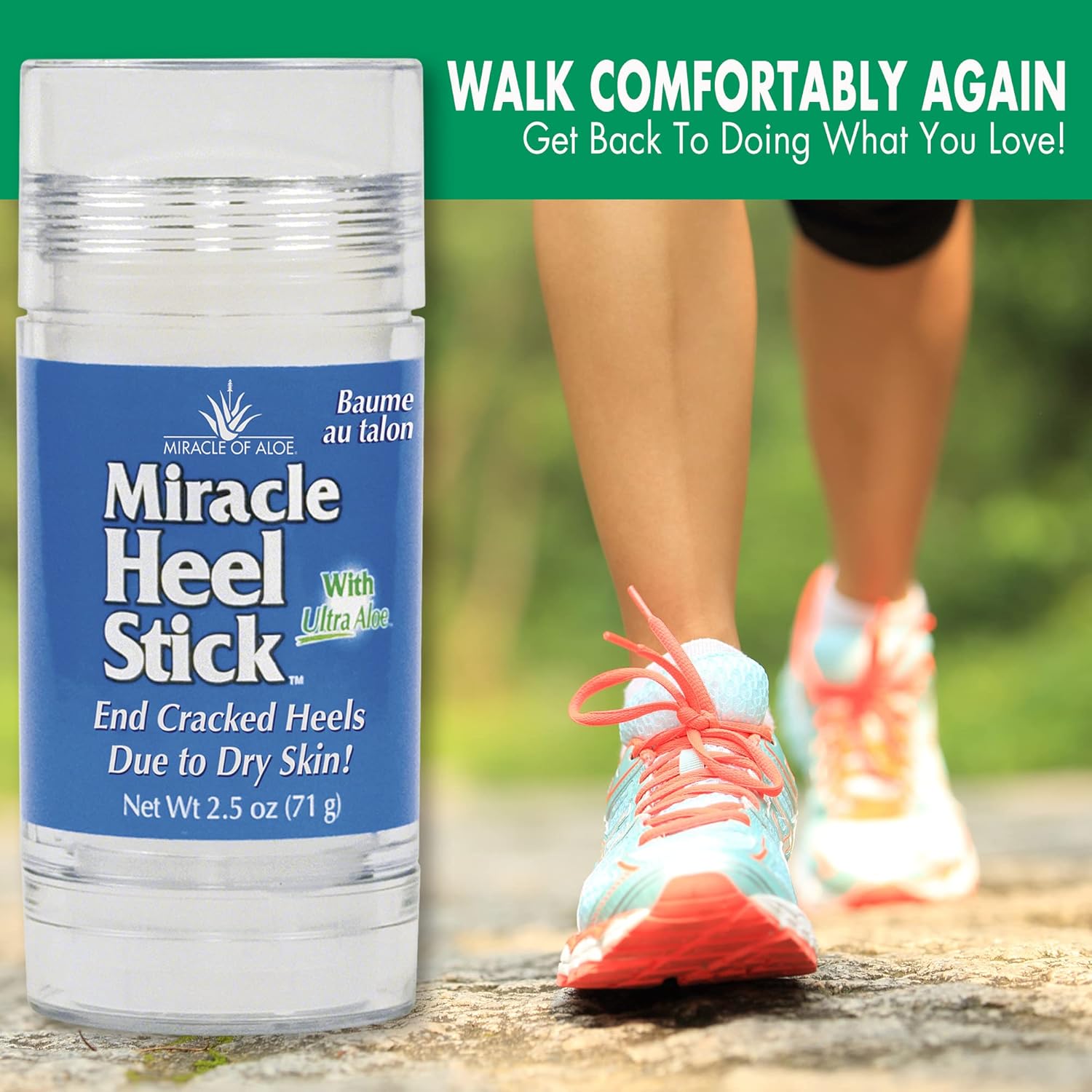 Heel Balm Stick for Dry Cracked Feet Repair with Aloe Vera and Tea Tree Oil, 2.5 oz - Image 4