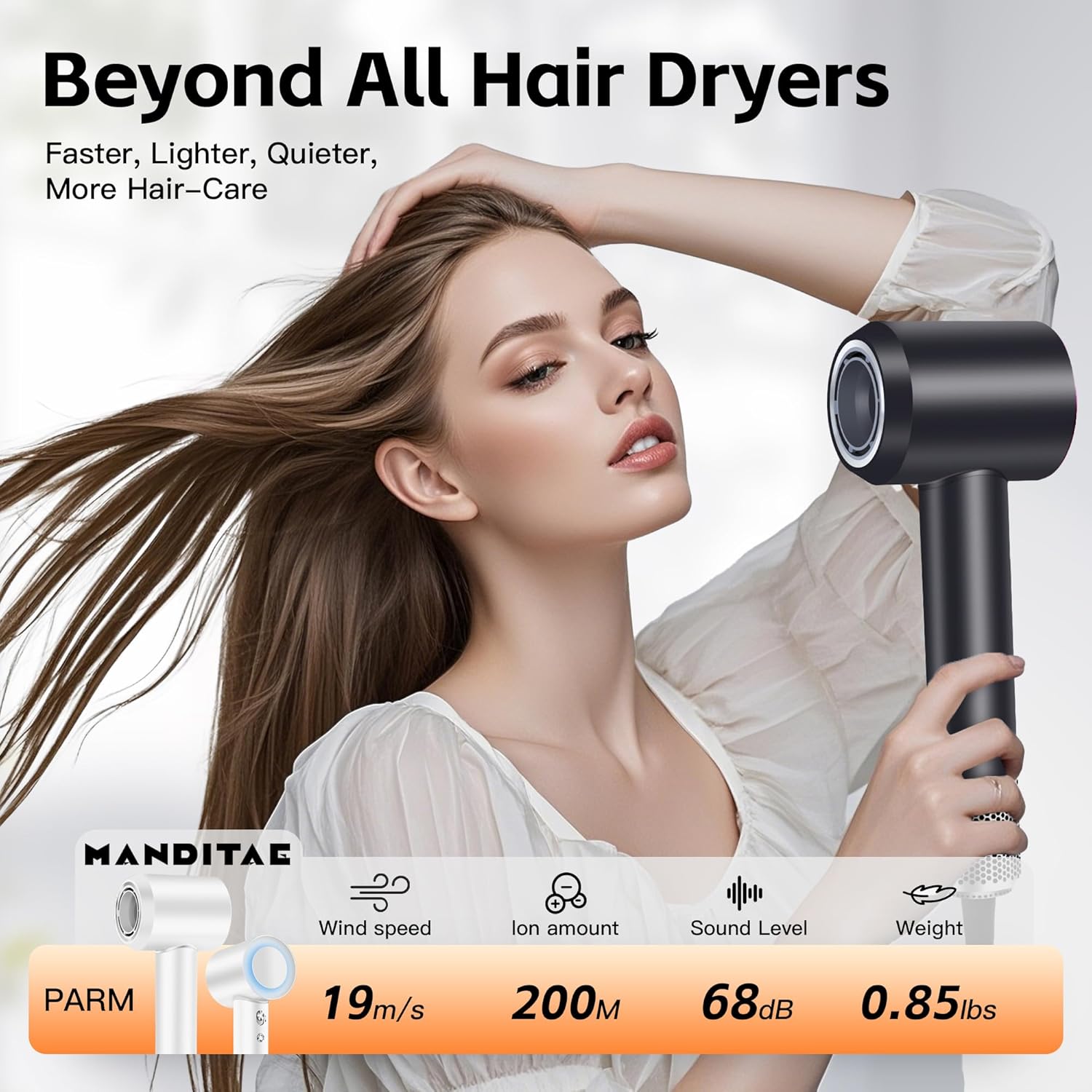 Fuchsia 1600W High-Speed Hair Dryer with 110000 RPM Brushless Motor and Ionic Technology Diffuser - Image 3