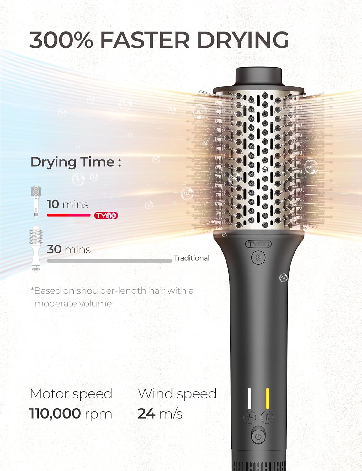 TYMO 200M Negative Ion High-Speed Blow Dryer Brush for Fast Styling - Image 2