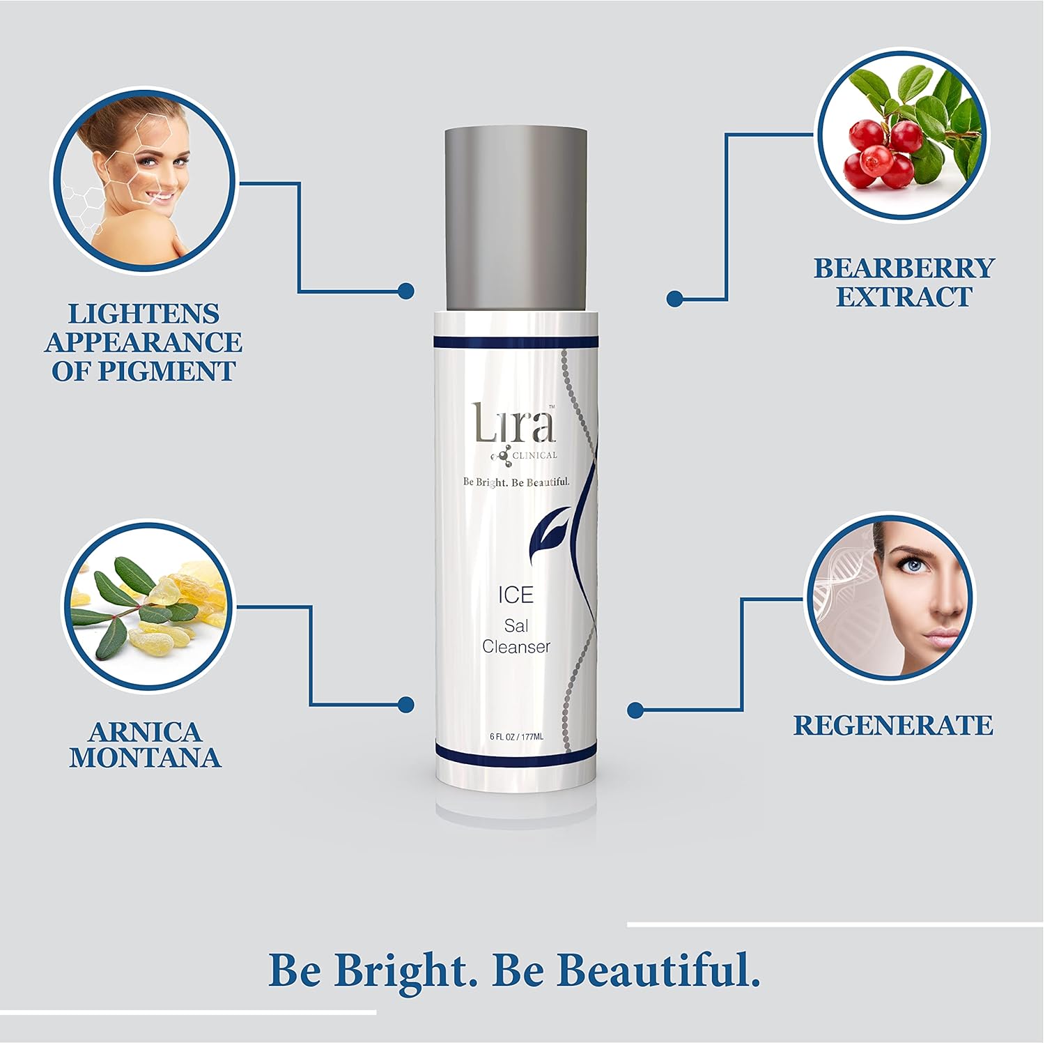 Lira Clinical ICE Salicylic Acid Face Wash 6 Oz with Plant Stem Cells and Peptides - Image 4