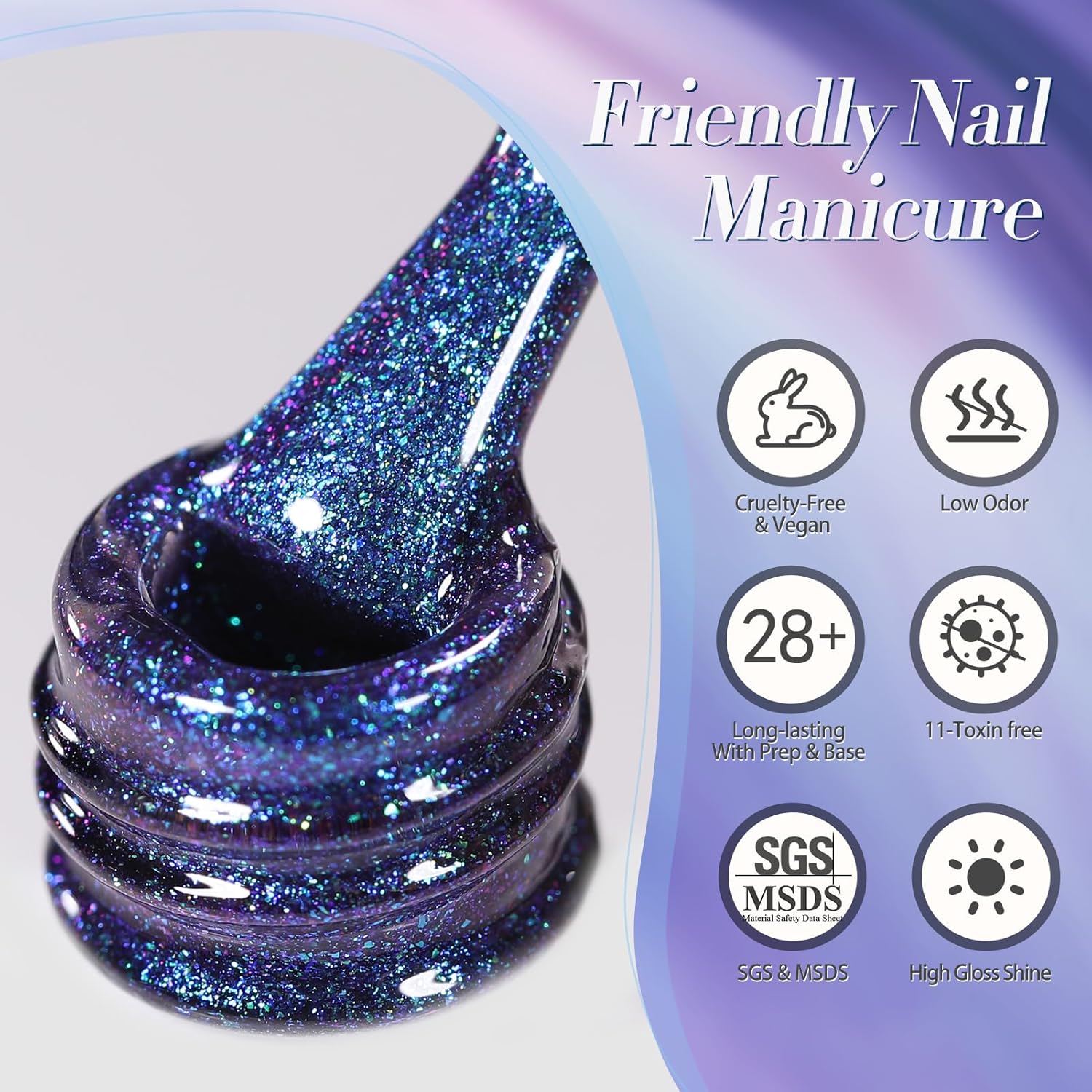 Born Pretty 15ml Chameleon Blue Purple Glitter Gel Nail Polish for Long-Lasting DIY Manicure - Image 9