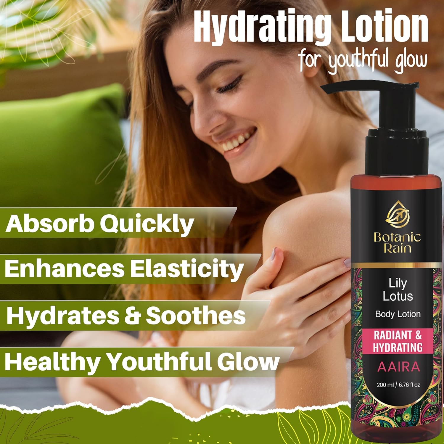 Organic Lily & Lotus Body Lotion for Crepey Skin, Natural Vegan Formula, 6.76 fl oz - Image 3