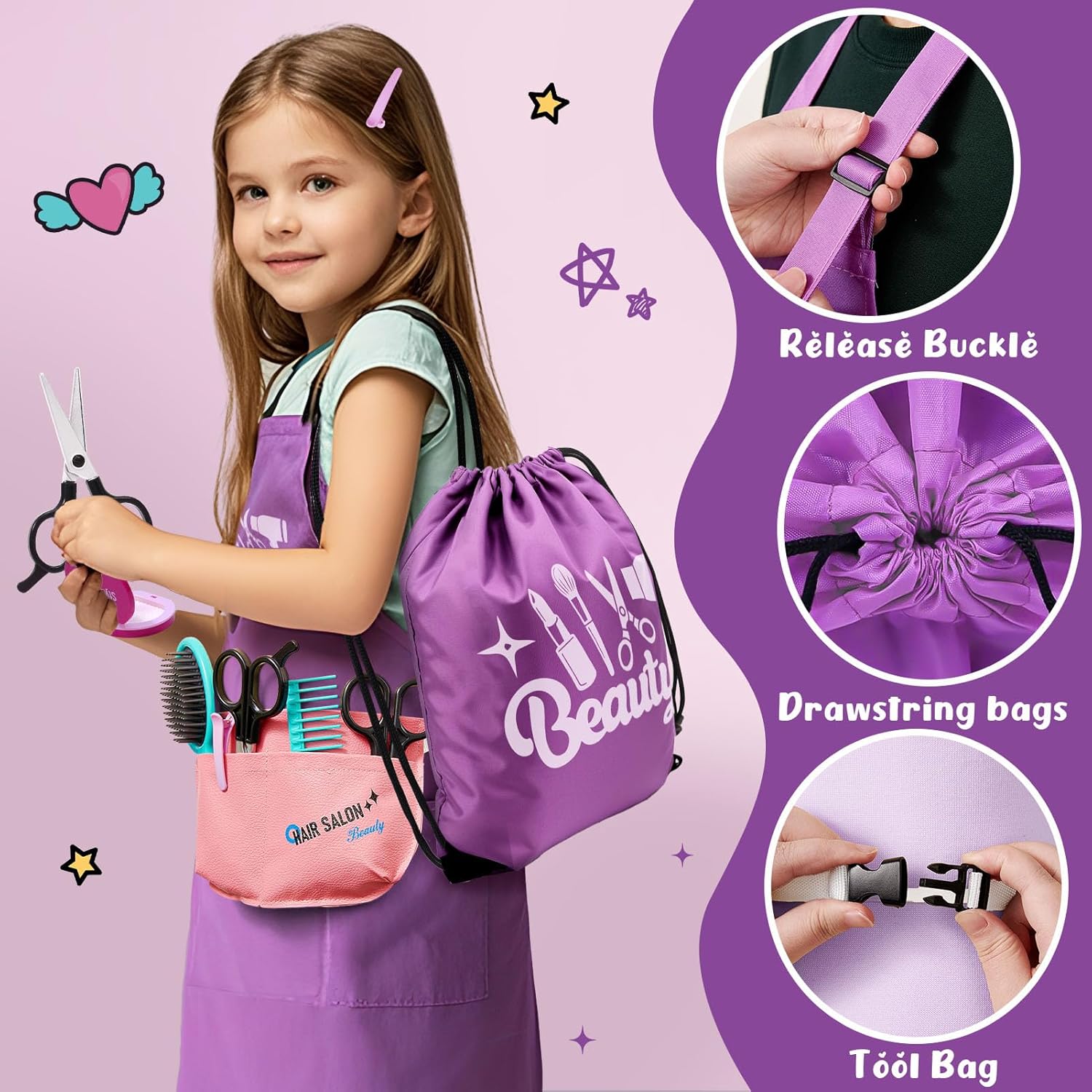 G.C Hair Salon Playset for Girls with Realistic Blow Dryer and Curling Iron for Ages 3+ - Image 5