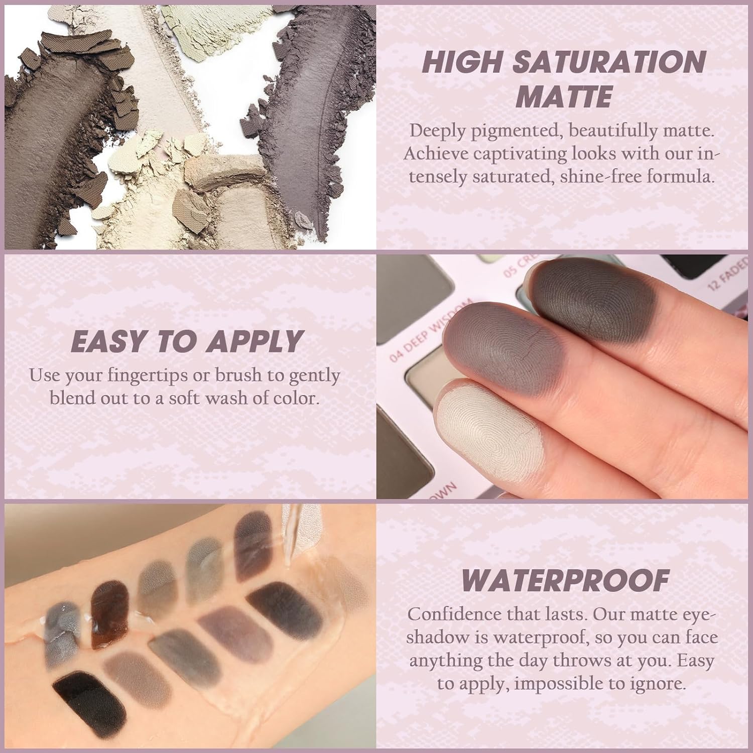 Afflano 12 Shade Cool Tone Matte Eyeshadow Palette for Brown Eyes - Image 5