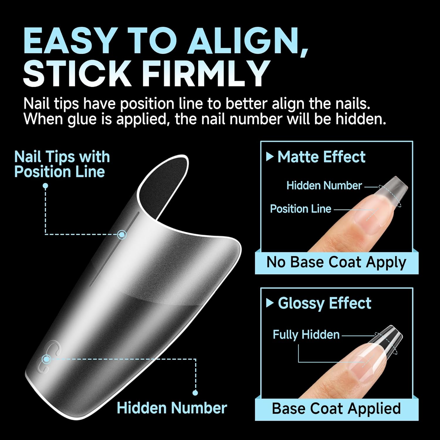 UNA GELLA Medium Coffin Fake Nails 216pcs Full Matte Gel Nail Tips in 12 Sizes - Image 4