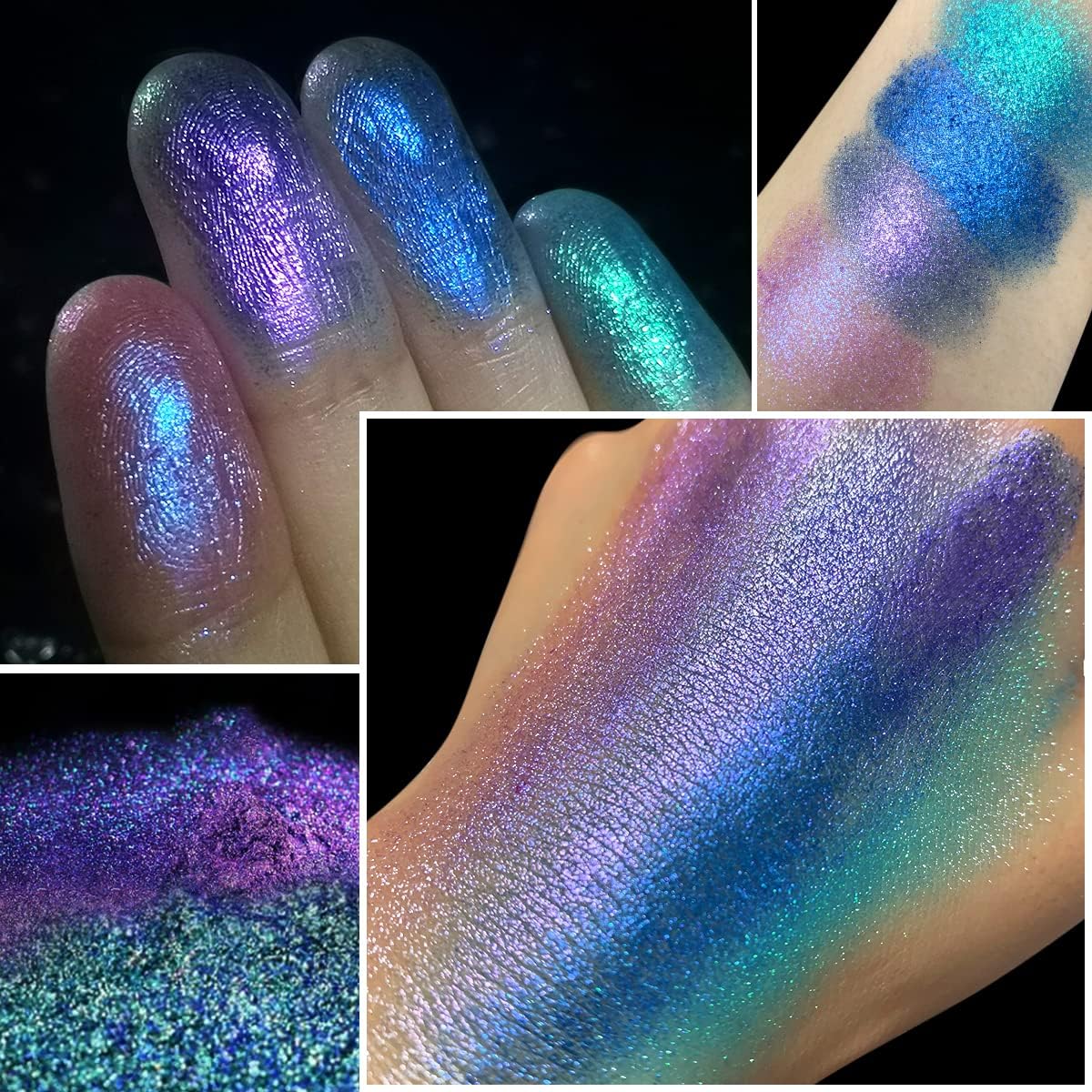 Shimmering Multichrome Metallic Chameleon Eyeshadow Palette with High Pigmented Purple Blue Green Shades, Vegan Cruelty-Free - Image 3