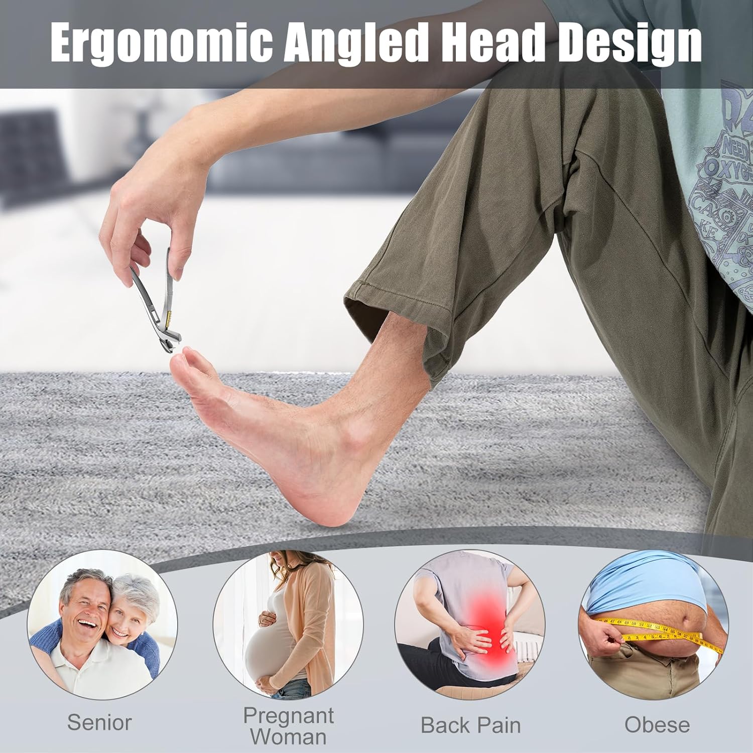 Ergonomic Long Handle Nail Clippers for Seniors with Catcher, Wide Jaw for Thick Nails - Image 3
