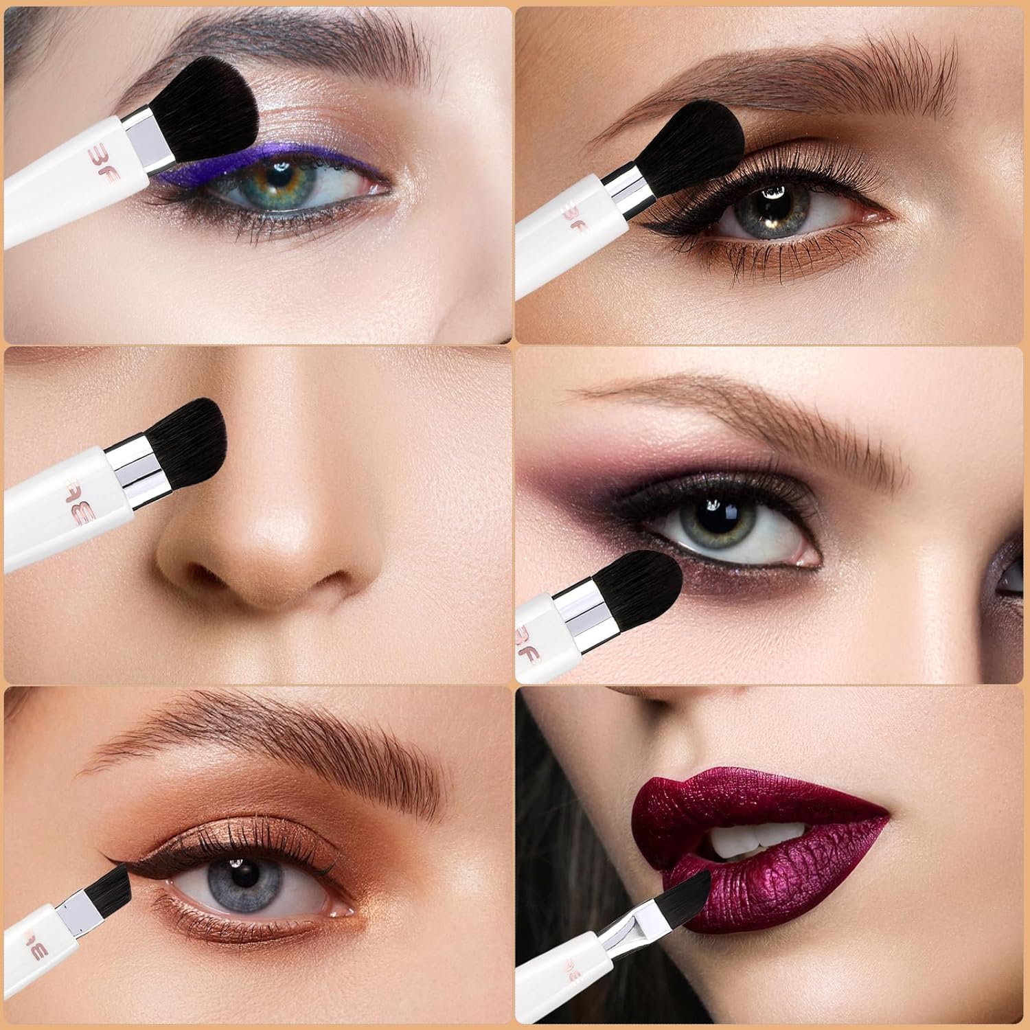 6-Piece Eye Shadow Brush Set for Cream Powder Application Professional Blending White - Image 5