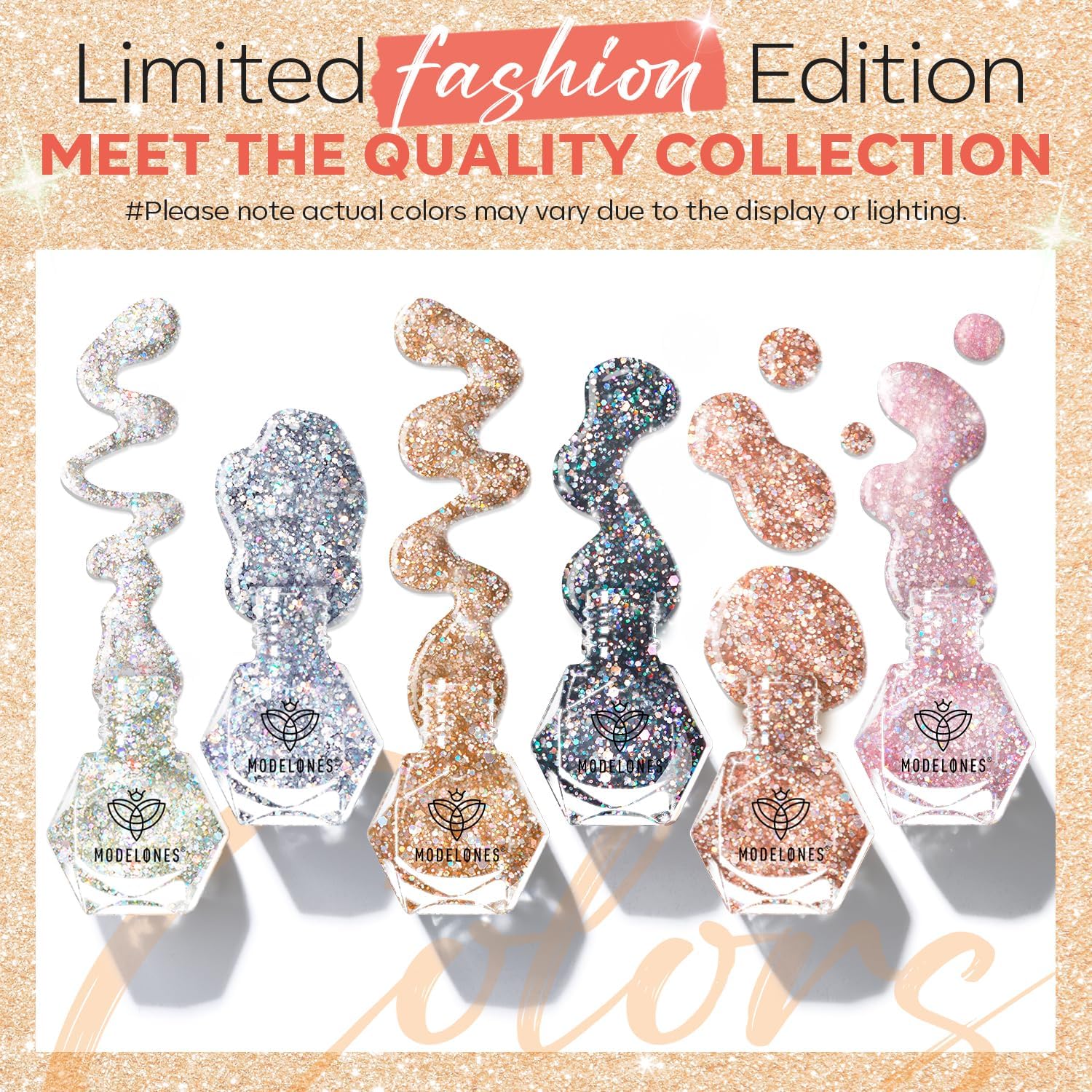 Modelones 6 Color Holographic Glitter Nail Polish Mini Set Quick Dry Nail Art - Image 2