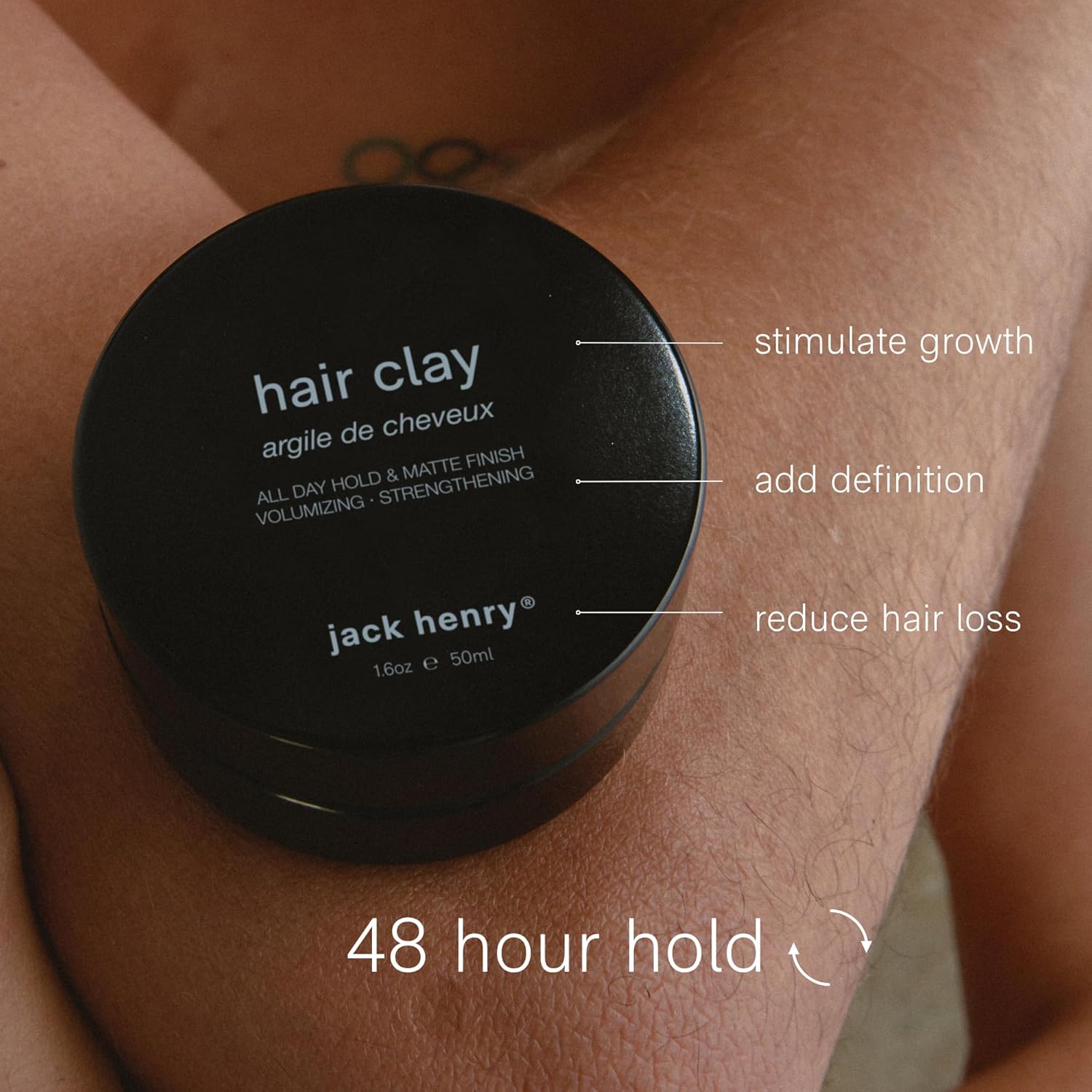 Jack Henry Premium Men's Hair Clay 1.6 oz Matte Finish Low Shine Natural Formula - Image 7