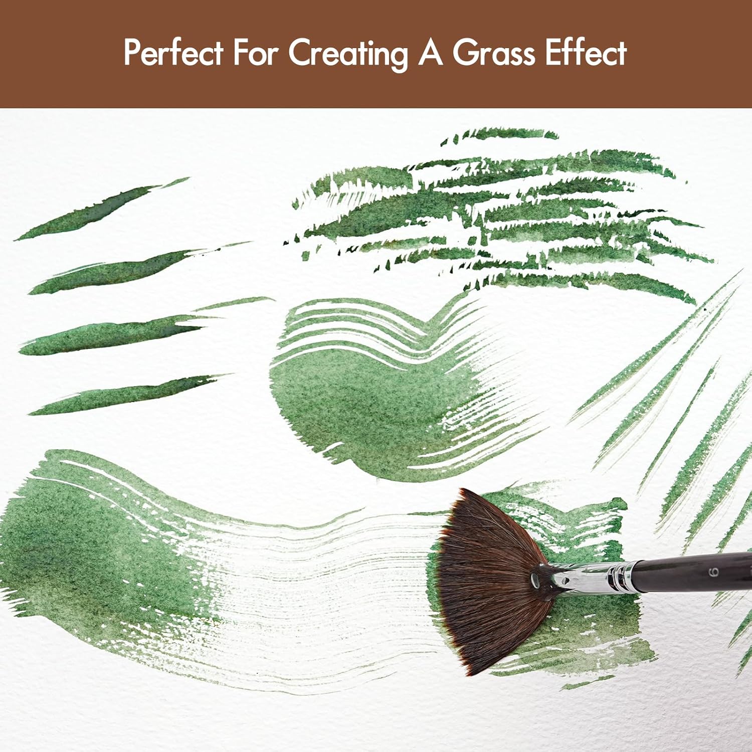 Fuumuui 7-Piece Professional Sable Watercolor Brush Set with Flat, Round, and Fan Shapes - Image 3